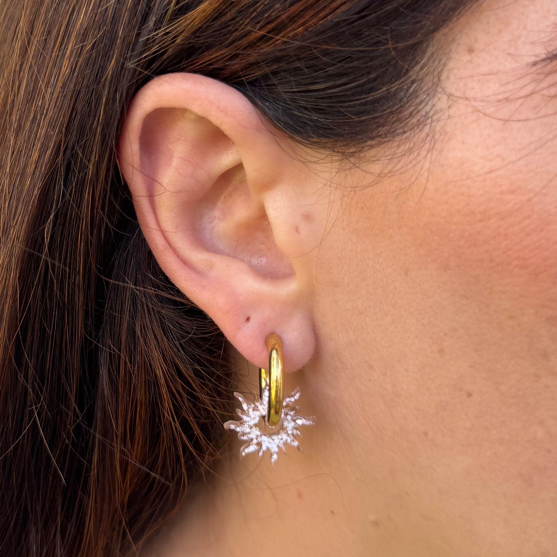 Pendientes de aro Soleil Marfil Champán