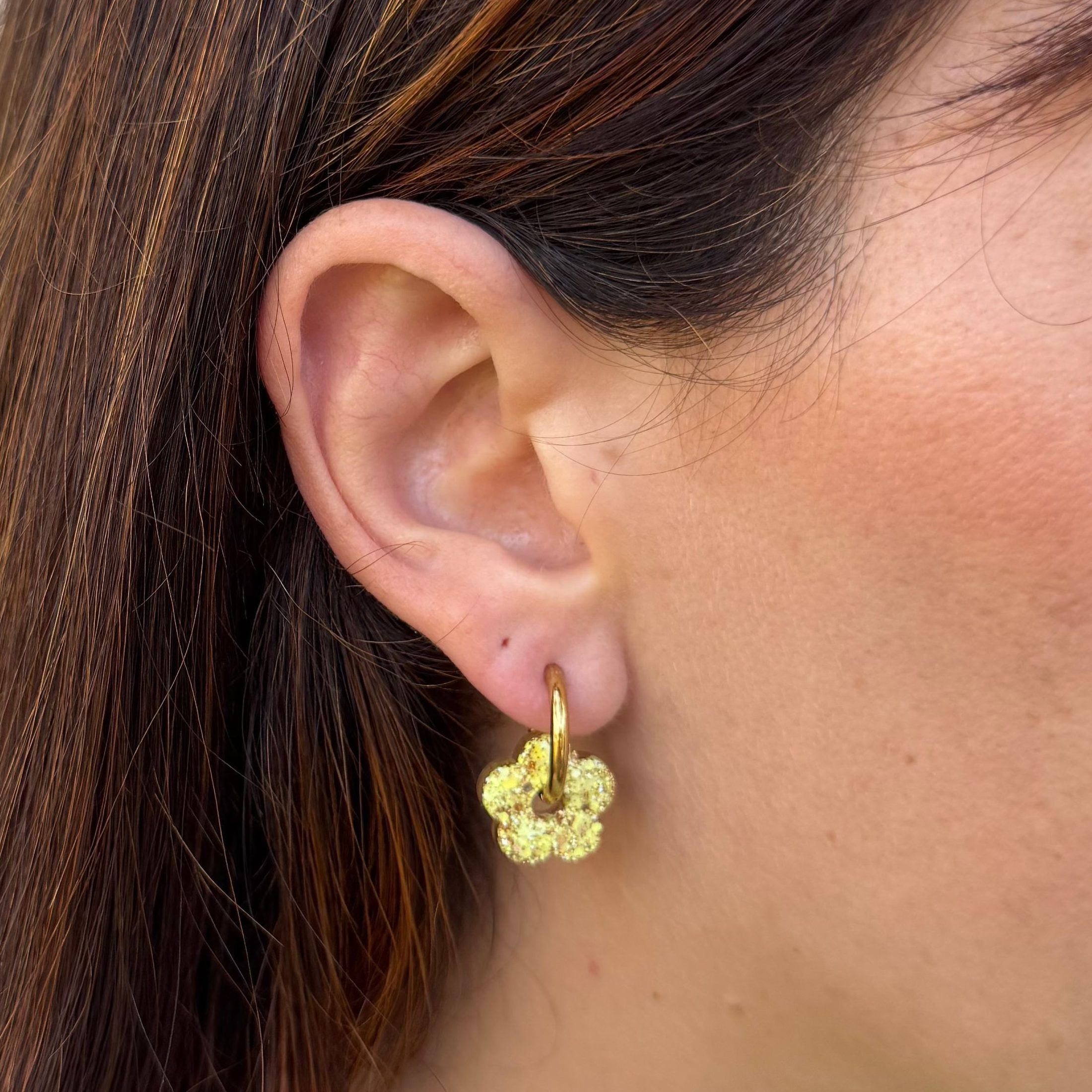 Hoops Mini Flower Yellow Champagne