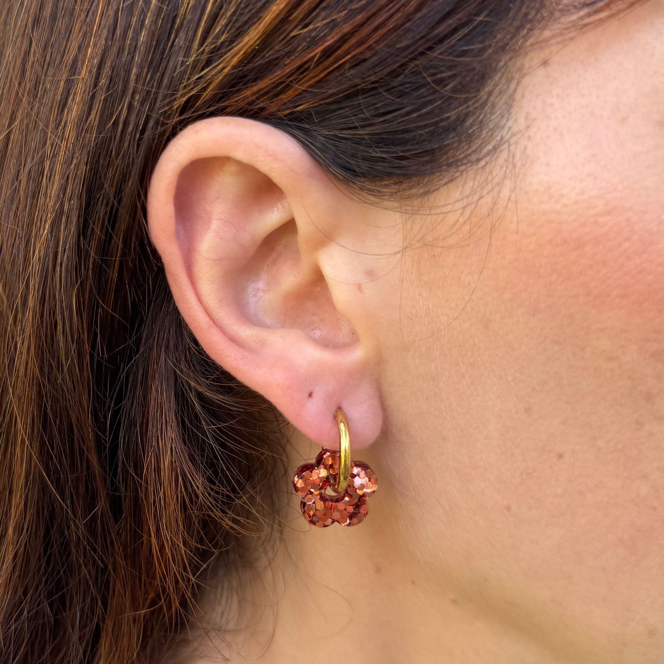 Mini Flower Hoops Copper