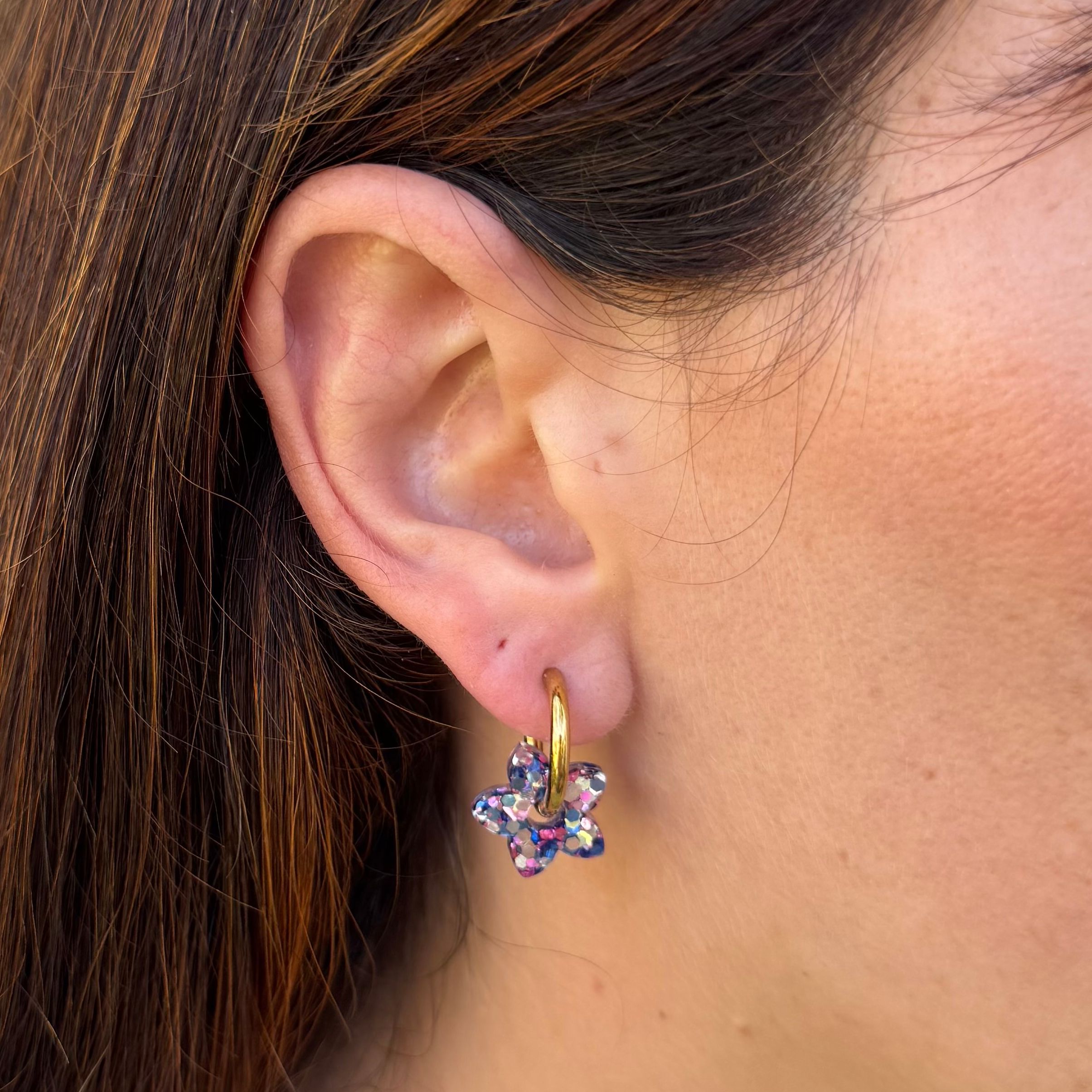 Pendientes de aro Mini Tiaré Mix Azul Rosa