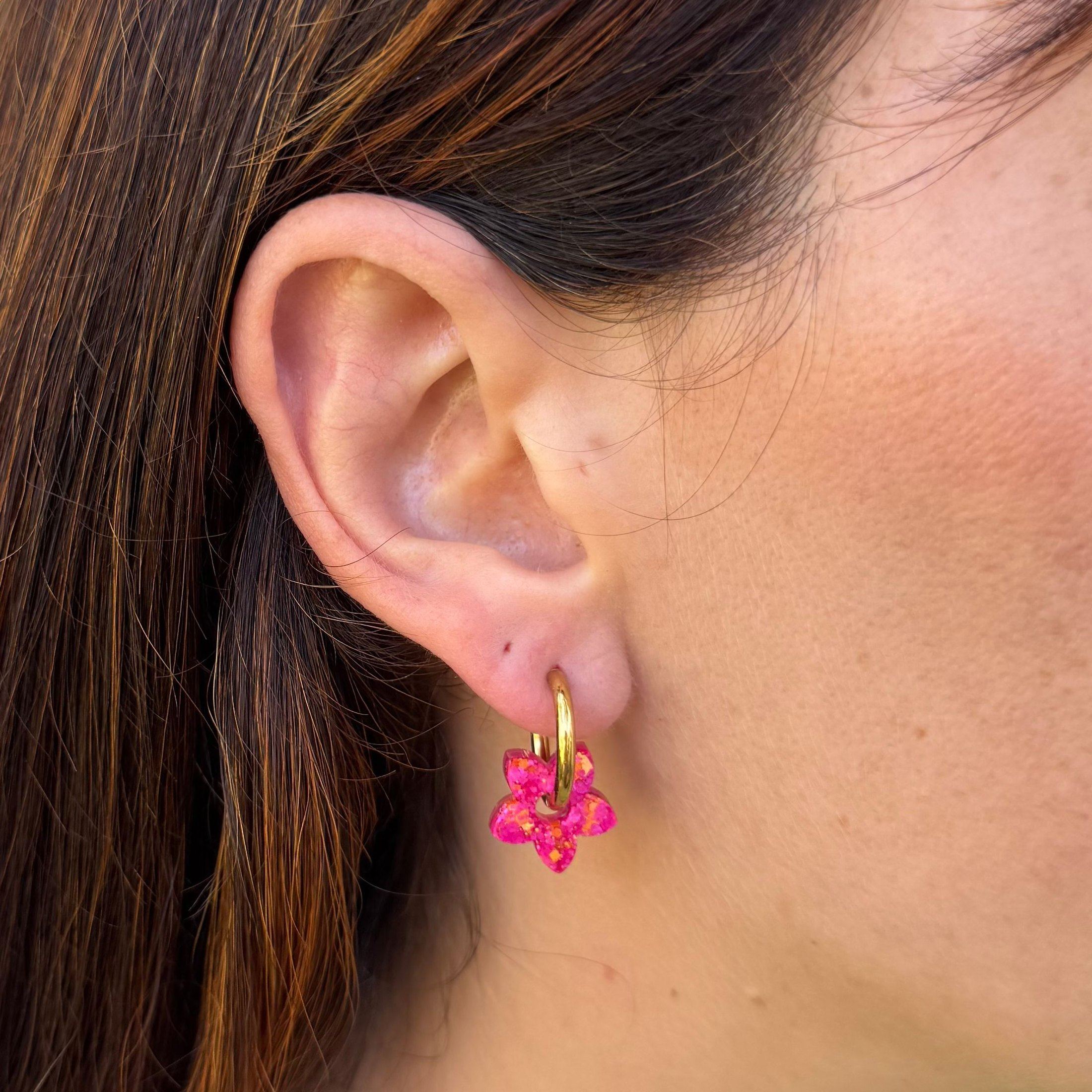 Mini Tiaré Fuchsia Orange Hoops