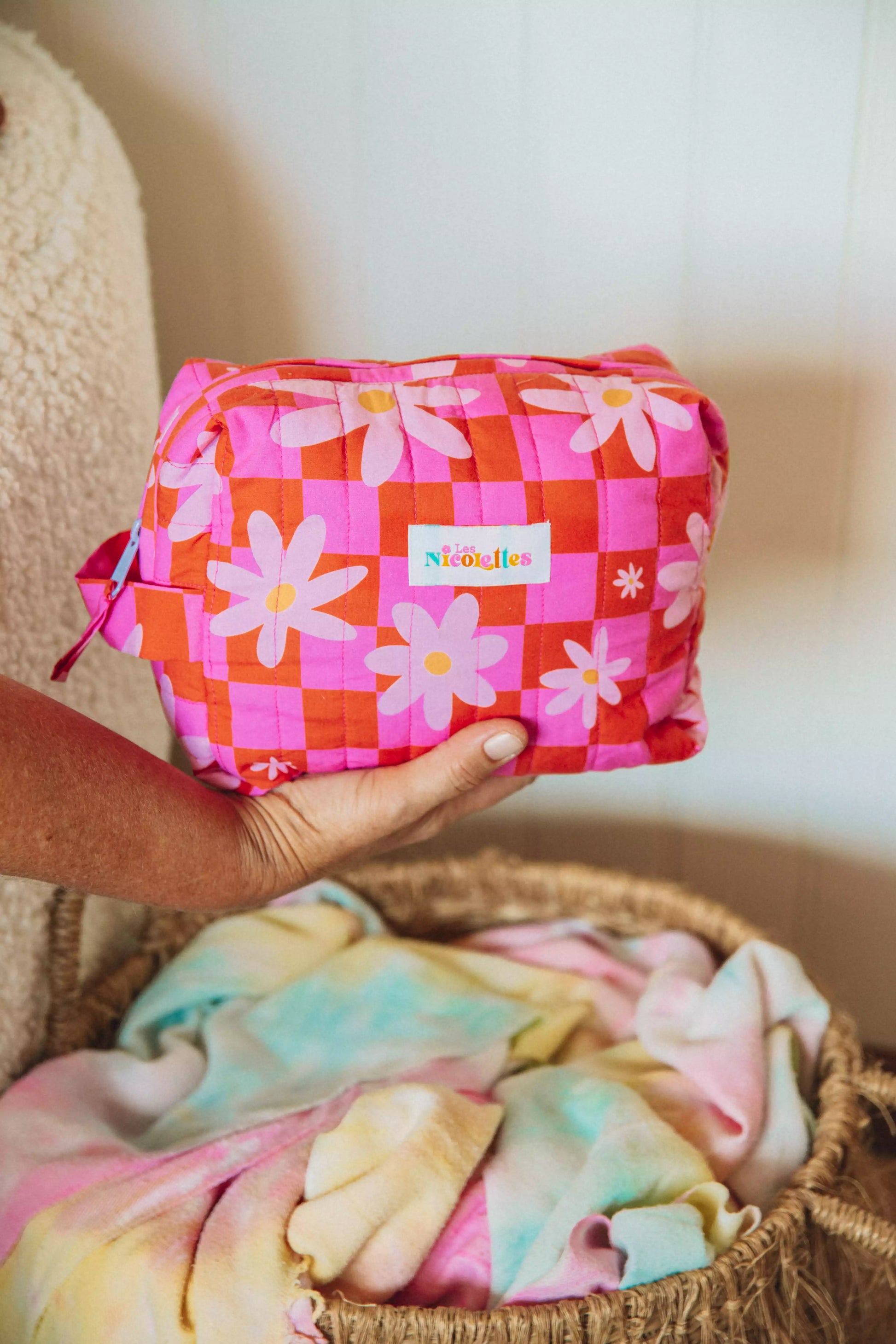 Pochette Damier fait main en France Les Nicolettes
