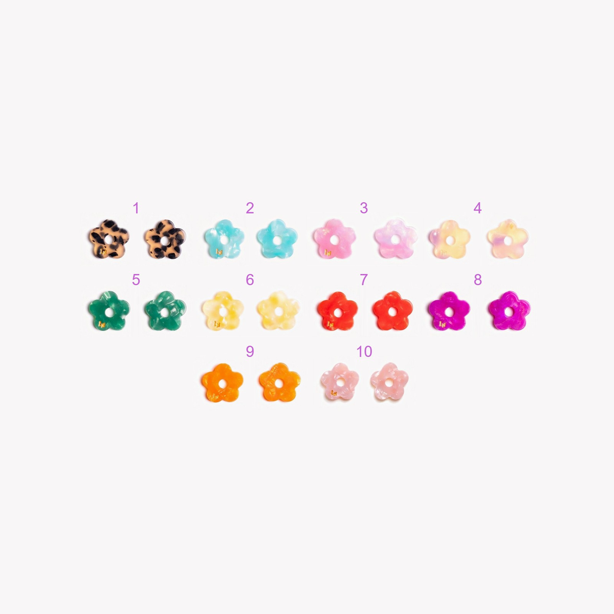 Charms Mini Fiore Acetato: tutte le coppie e i colori disponibili – Les Nicolettes