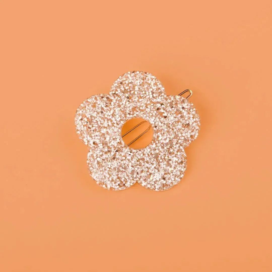 Barrette ronde Fleur Ivoire Champagne-Les Nicolettes