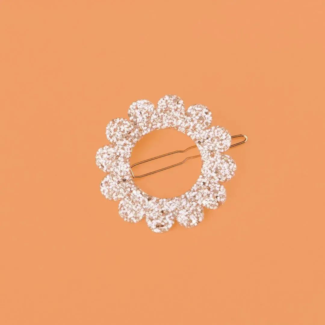 Barrette ronde Sunflower Ivoire Champagne-Les Nicolettes
