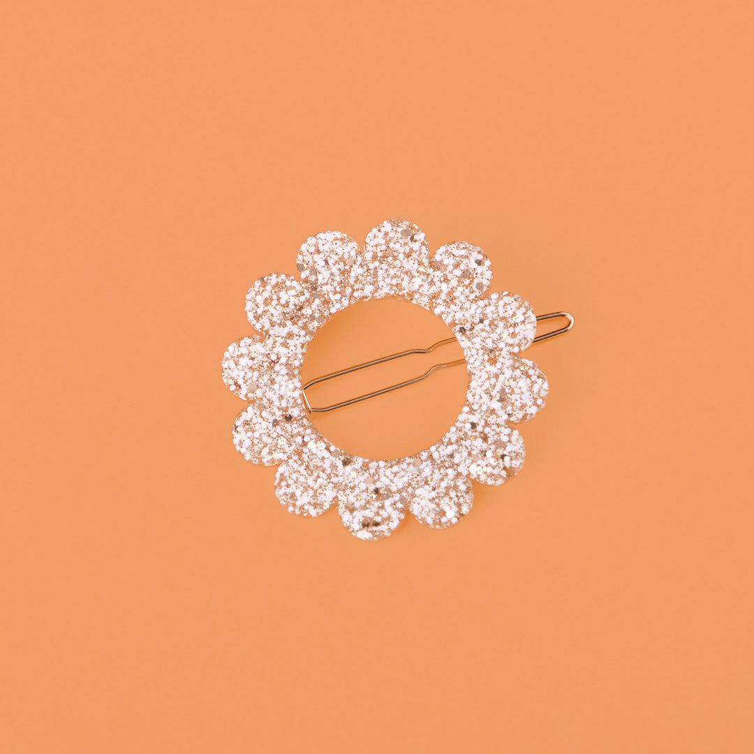 Barrette ronde Sunflower Ivoire Champagne-Les Nicolettes