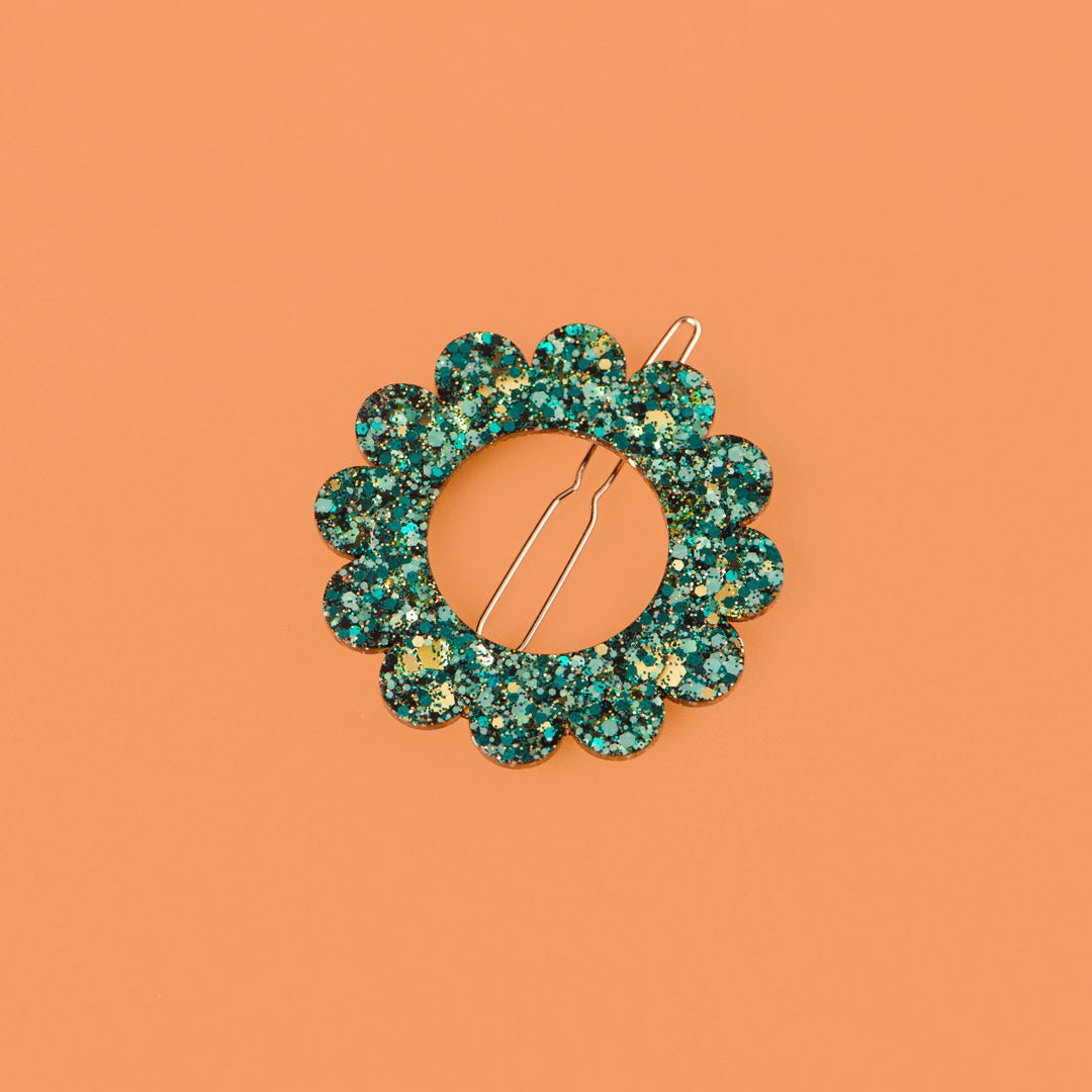 Barrette ronde Sunflower Mix Vert-Les Nicolettes
