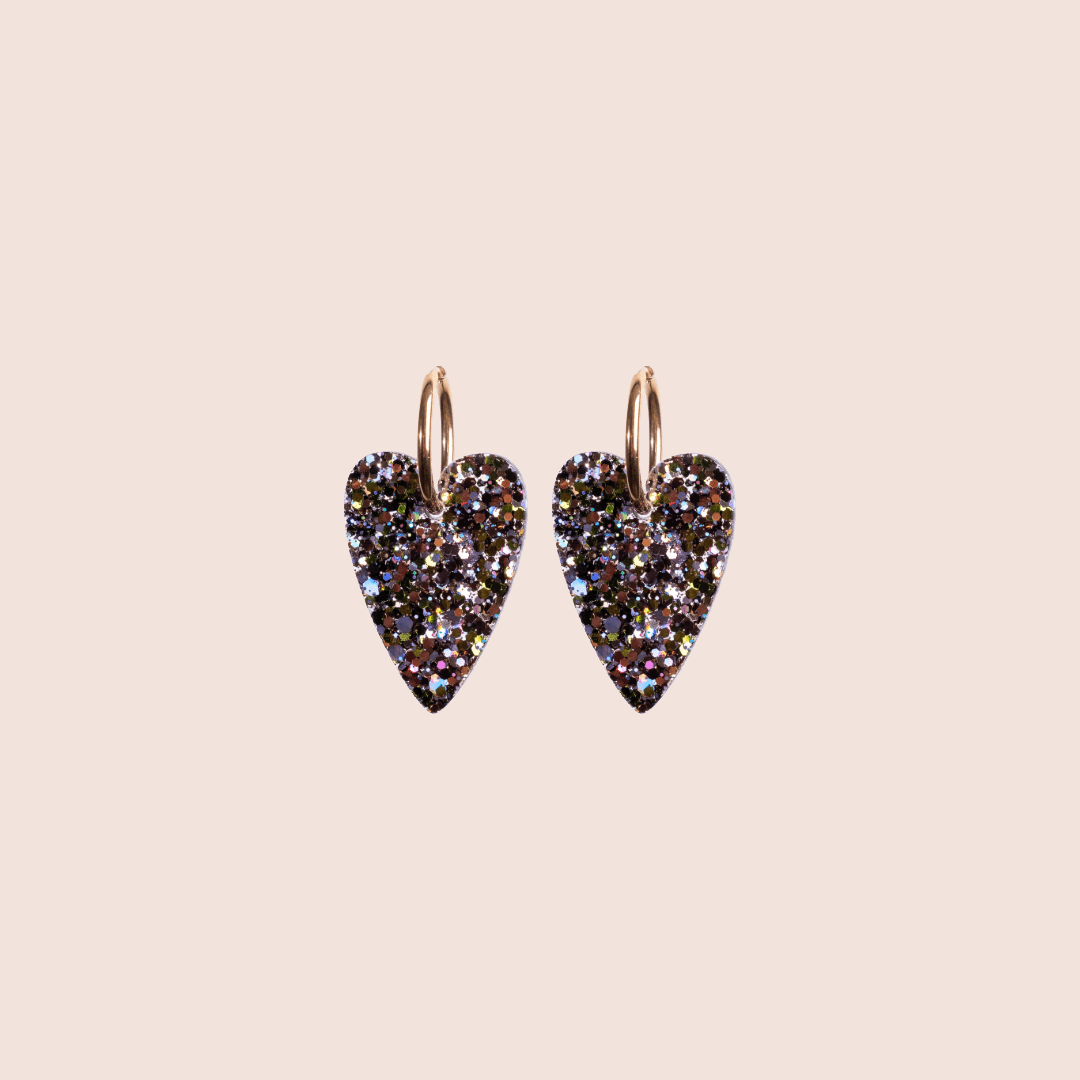 Boucles d'oreilles Cœur Mix Vert Parme-Les Nicolettes