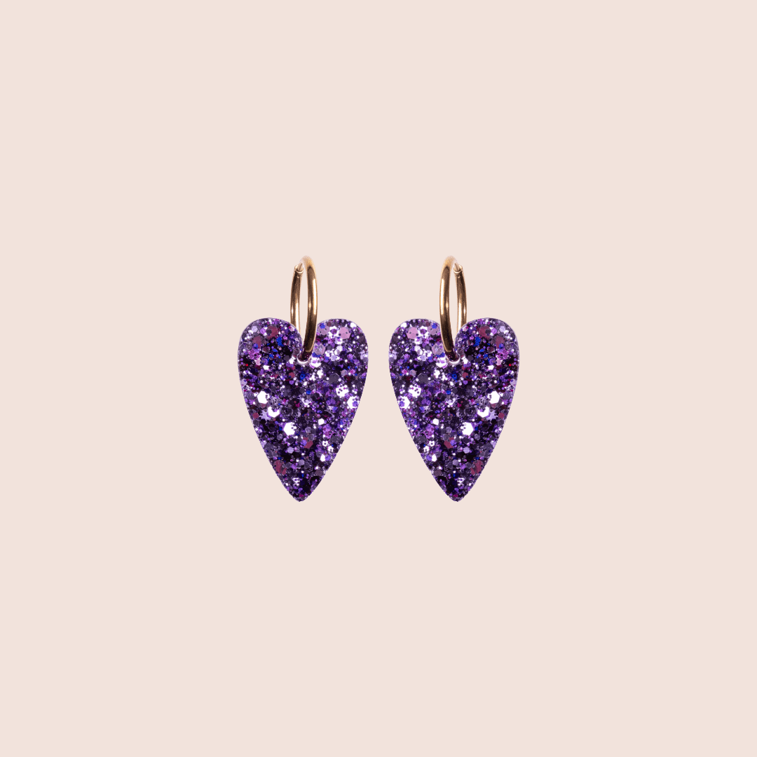 Boucles d'oreilles Cœur Mix Violet-Les Nicolettes