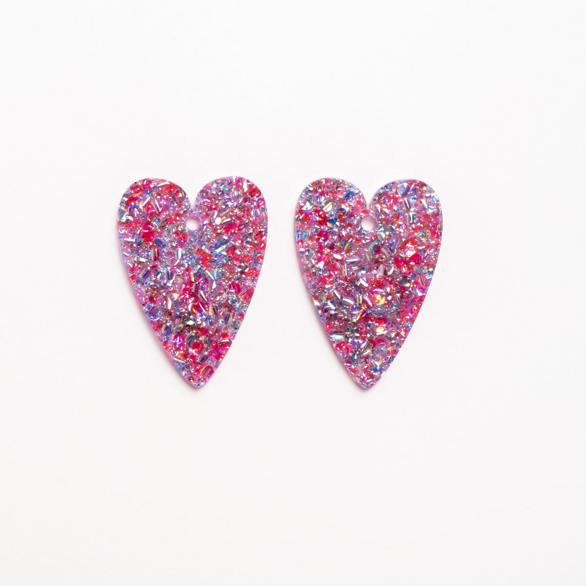 Boucles d'oreilles Cœur Pink Blue-Les Nicolettes