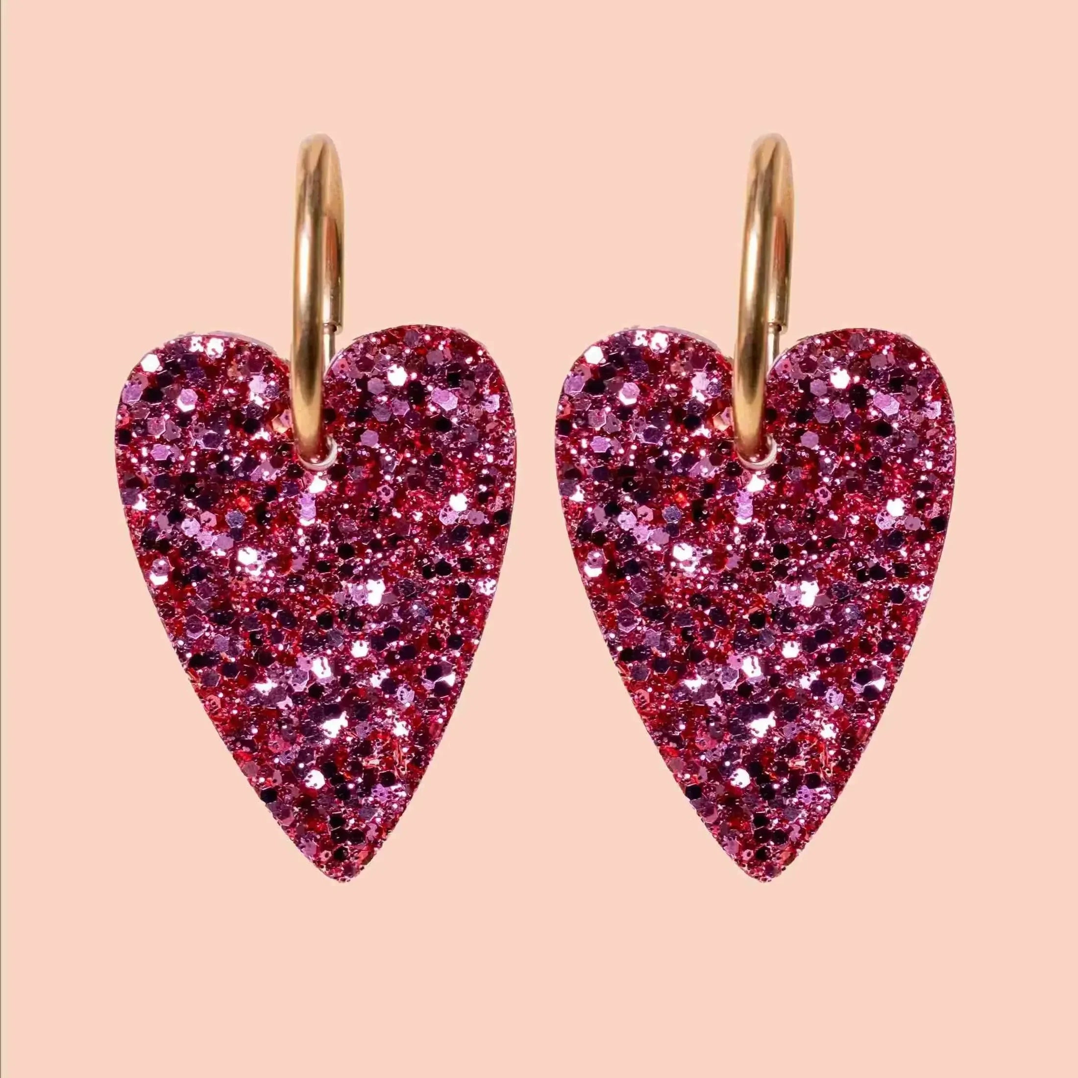 Boucles d'oreilles Cœur Champagne Rosé-Les Nicolettes