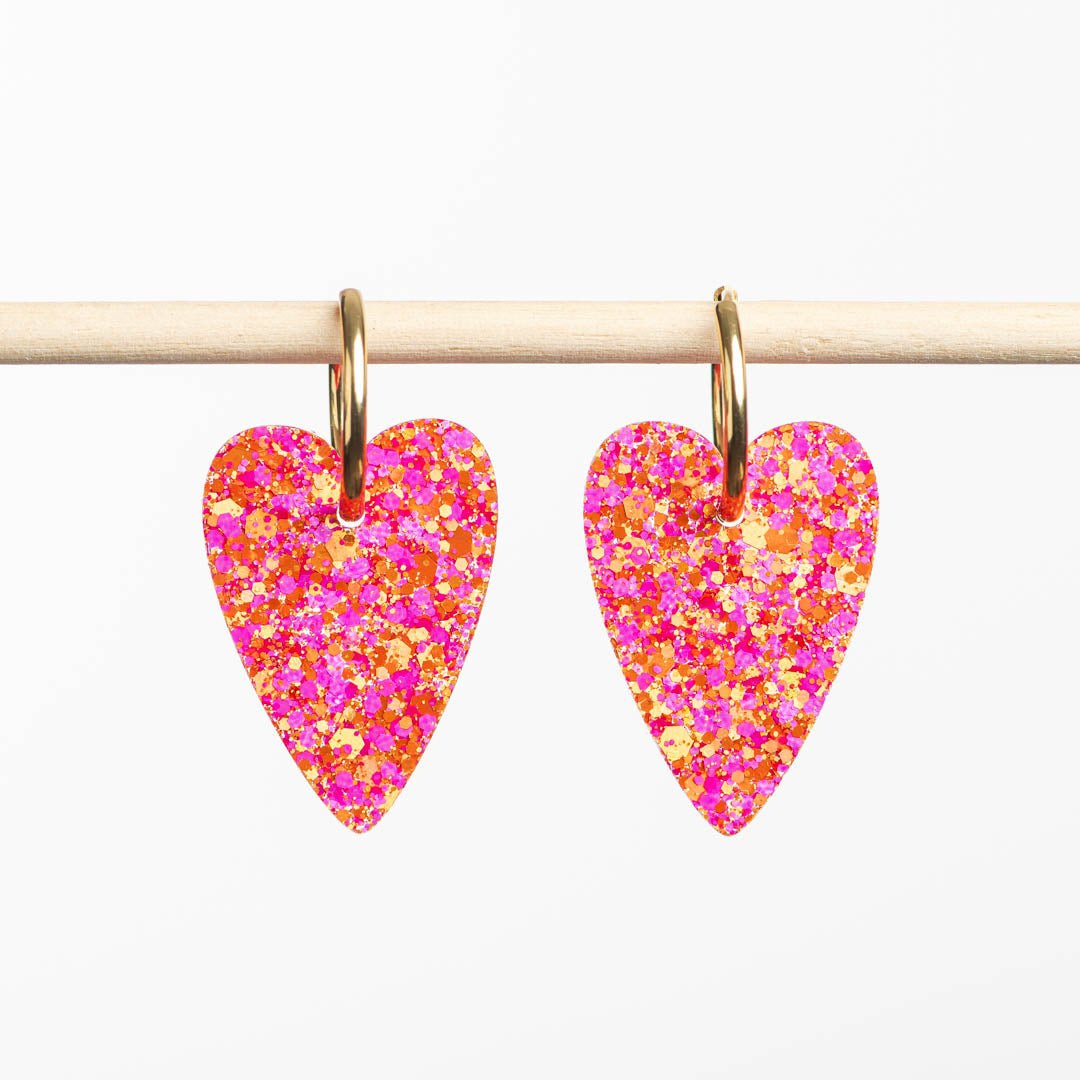 Boucles d'oreilles Cœur Fuchsia Orange-Les Nicolettes