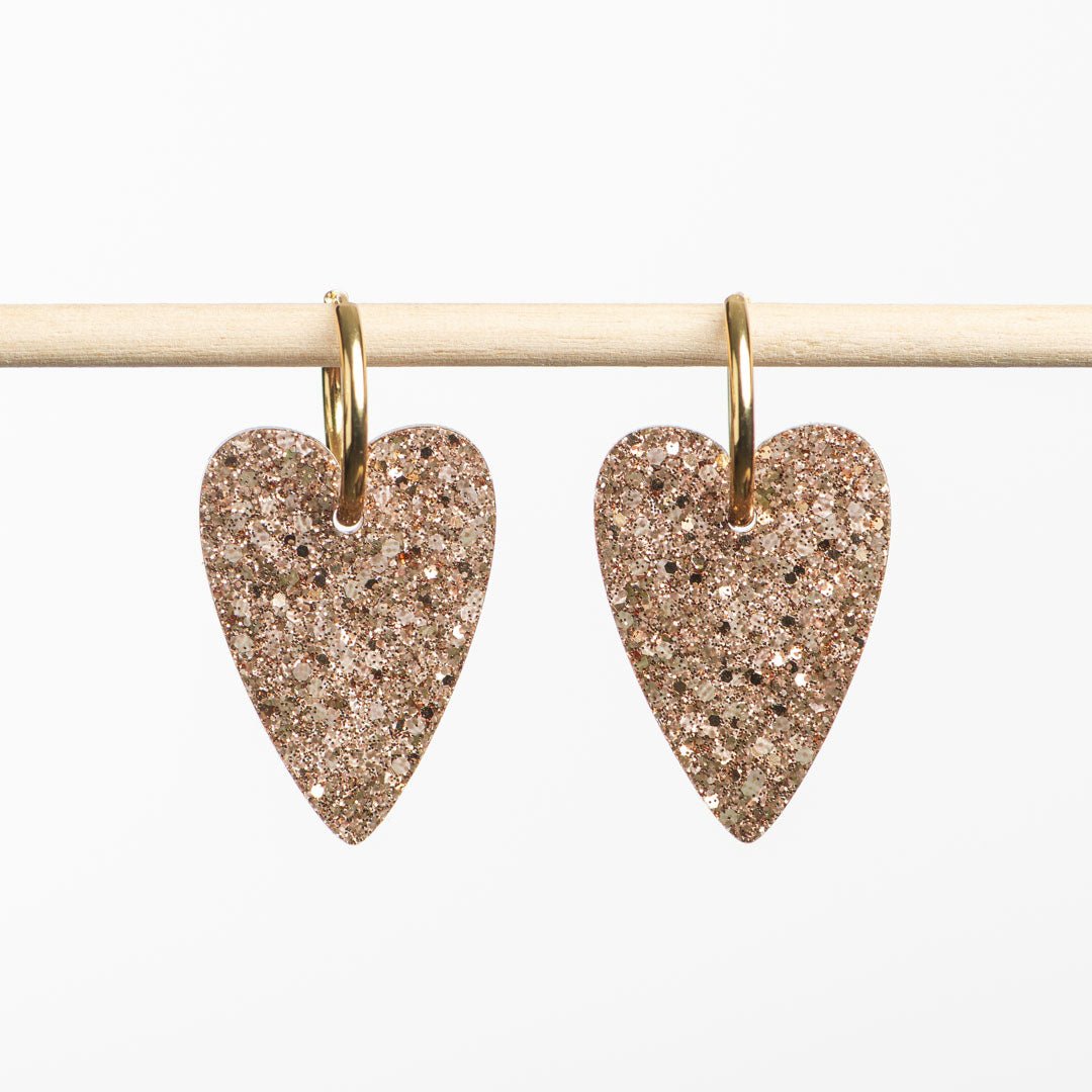 Boucles d'oreilles Cœur Kaki Champagne-Les Nicolettes