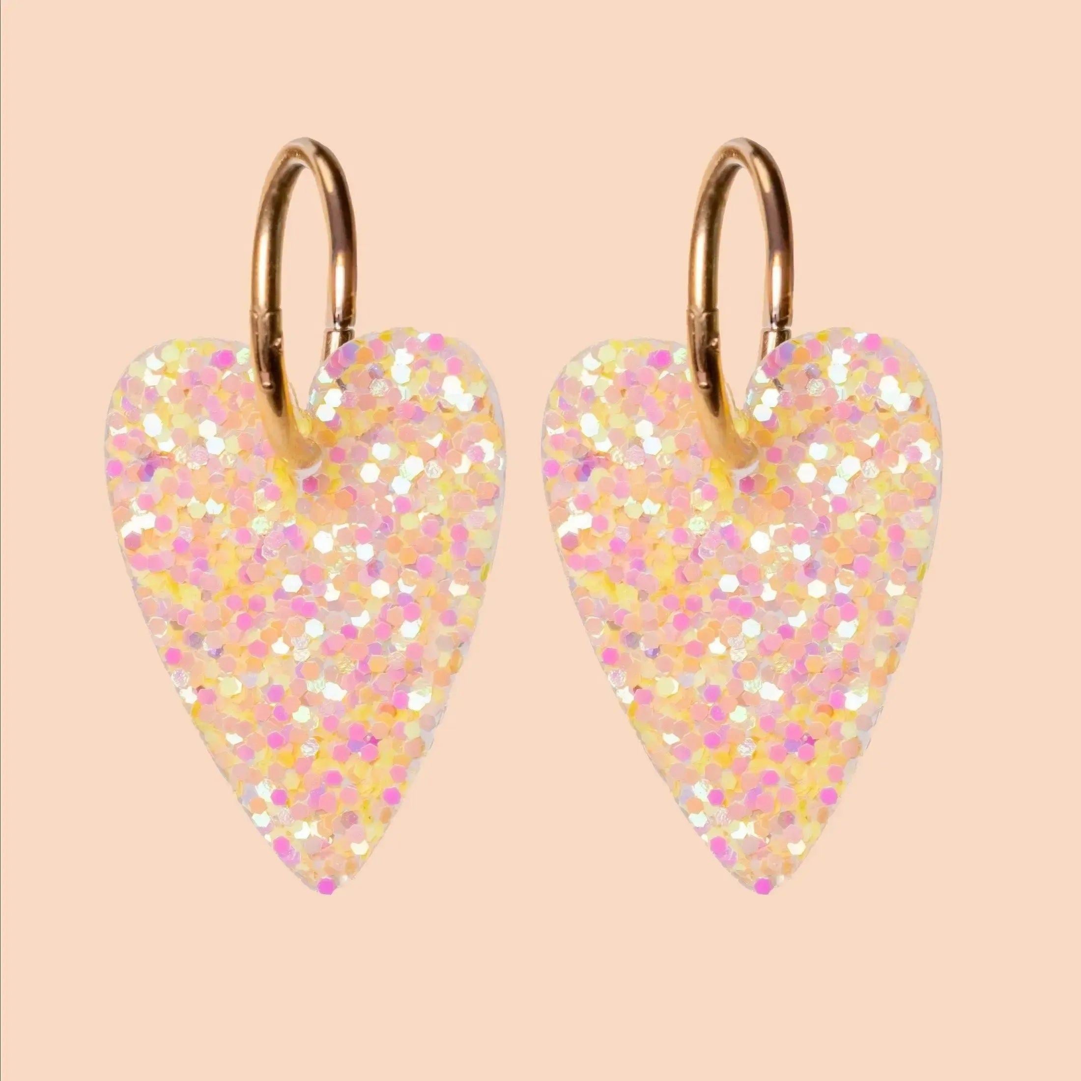 Boucles d'oreilles Cœur Orange Jaune-Les Nicolettes