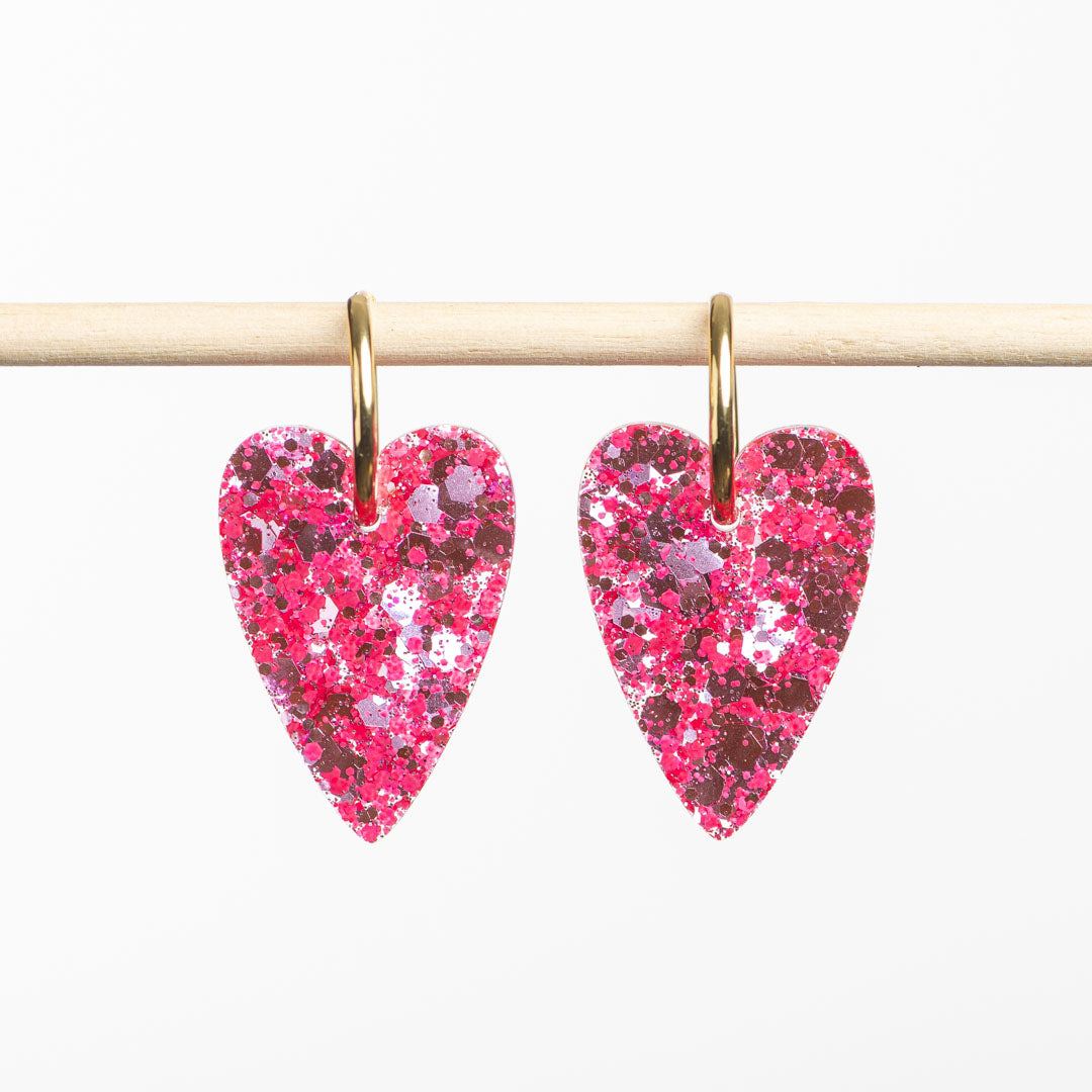 Boucles d'oreilles Cœur Rouge Rose-Les Nicolettes