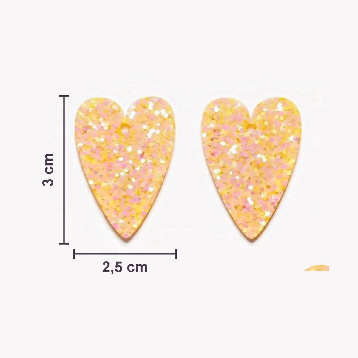 Dimensioni reali dei charms Cuore: 3 cm di altezza e 2,5 cm di larghezza