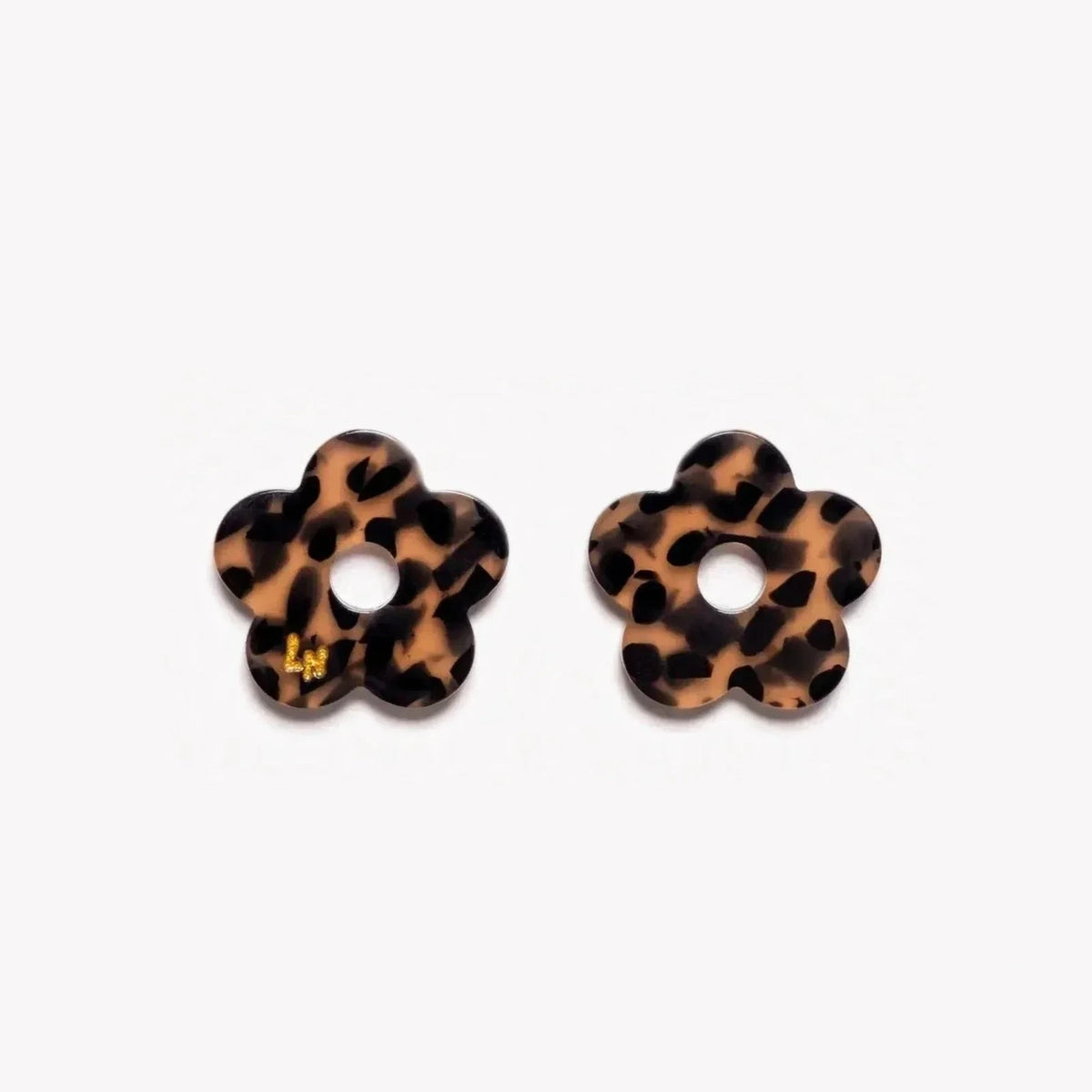 Paire de charms Fleur Acétate coloris Léopard (n°1) – Les Nicolettes
