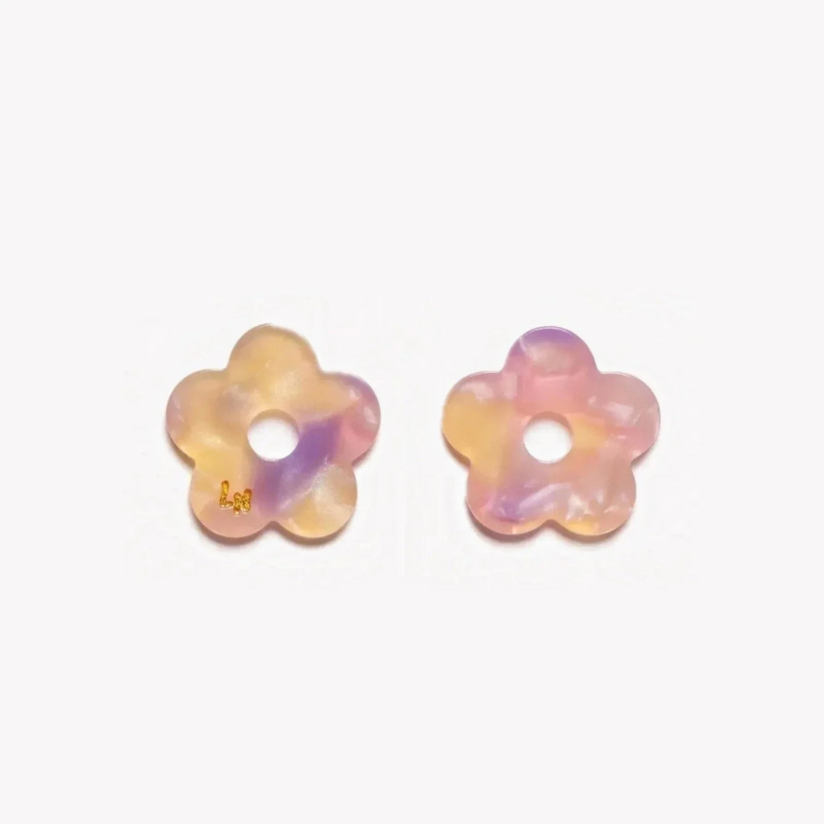 Paire de charms Fleur Acétate coloris Dégradé Jaune Lilas (n°4) – Les Nicolettes