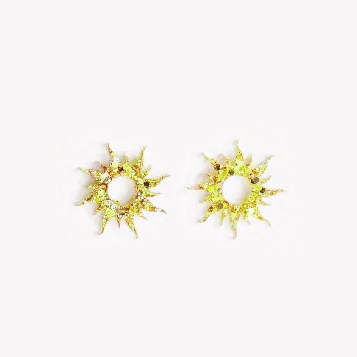 Paire de charms Soleil coloris Jaune Champagne (n°2) – Les Nicolettes
