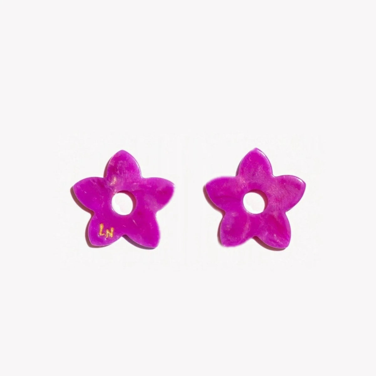 Paire de charms Tiaré Acétate coloris Fuchsia (n°10) – Les Nicolettes