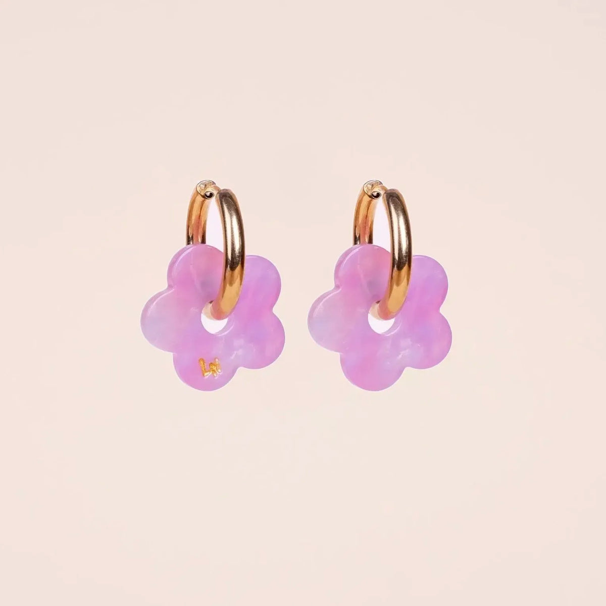 Créoles Fleur Acétate Dégradé Rose Lilas – Les Nicolettes