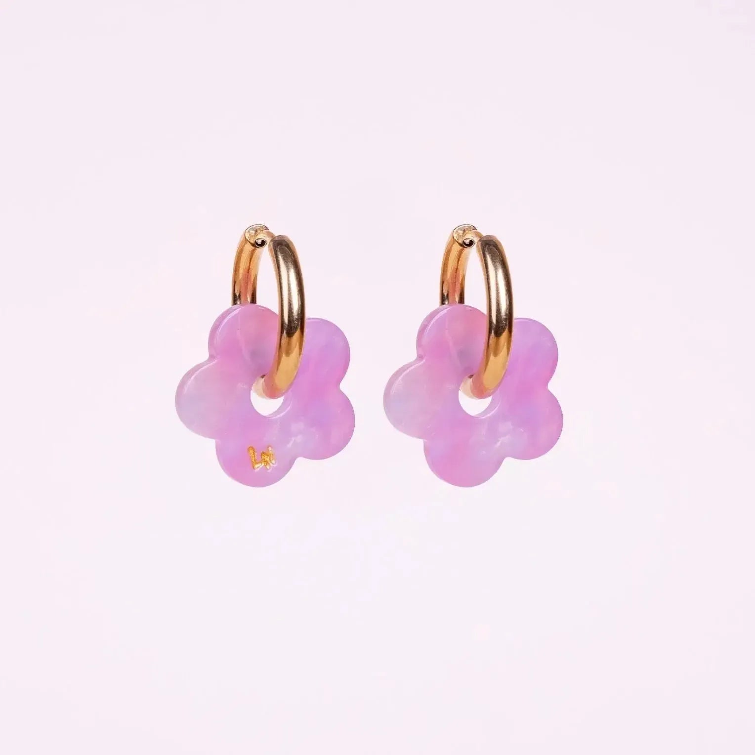 Créoles Fleur Acétate Dégradé Rose Lilas-Les Nicolettes