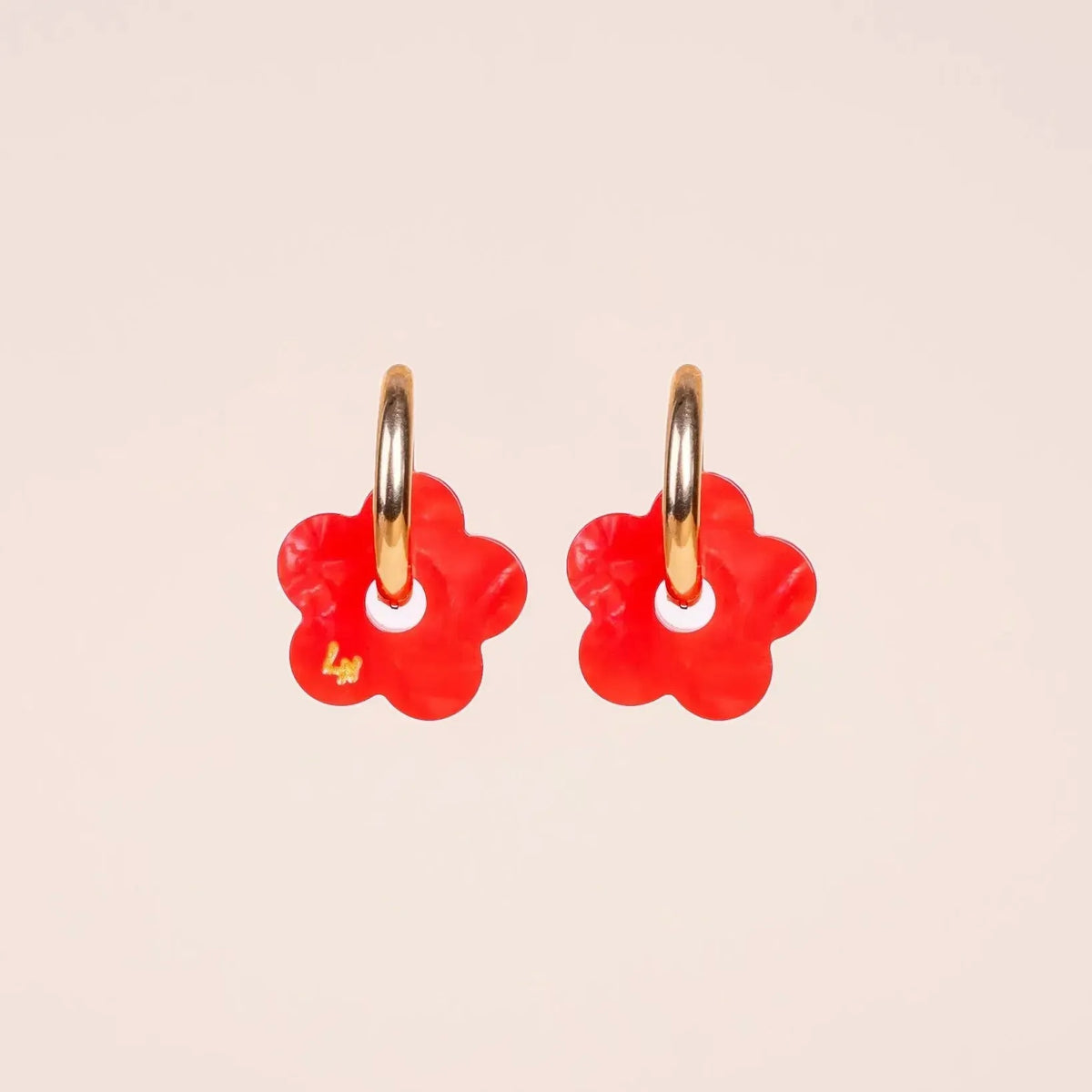 Créoles Fleur Acétate Rouge – Les Nicolettes