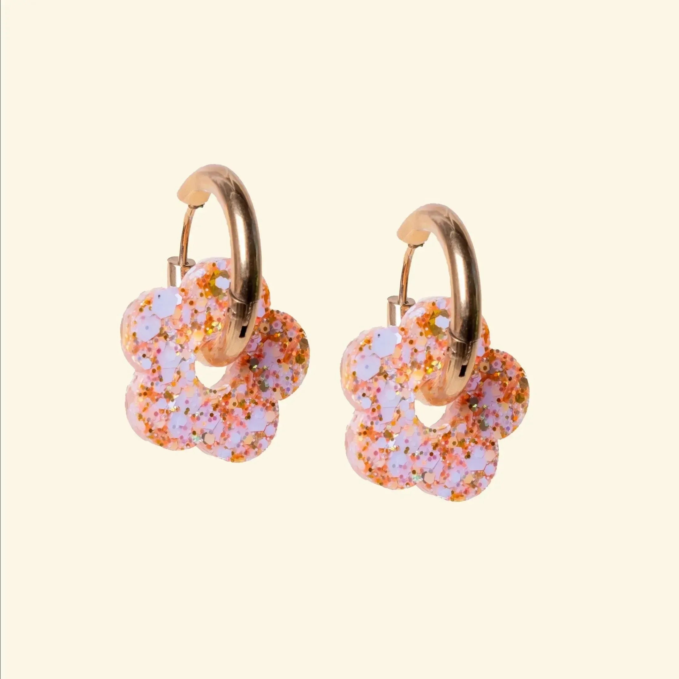 Créoles Fleur Ivoire Orange-Les Nicolettes