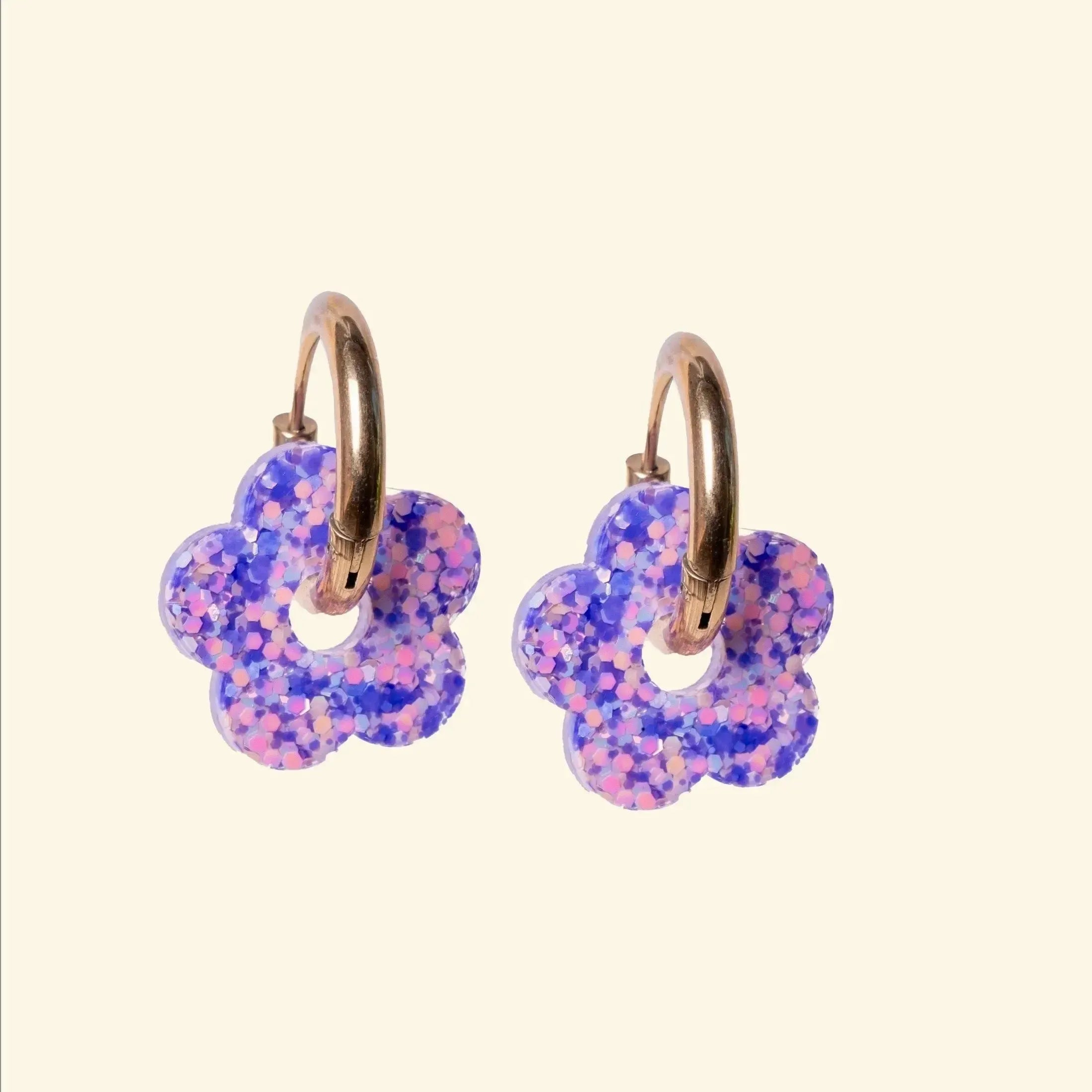 Créoles Fleur Mauve Orange-Les Nicolettes