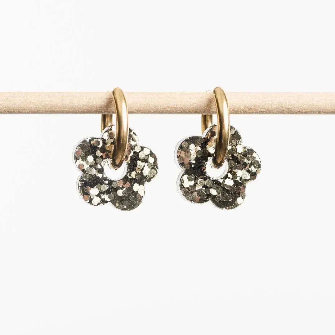 Créoles Fleur Mix Dark Green-Les Nicolettes
