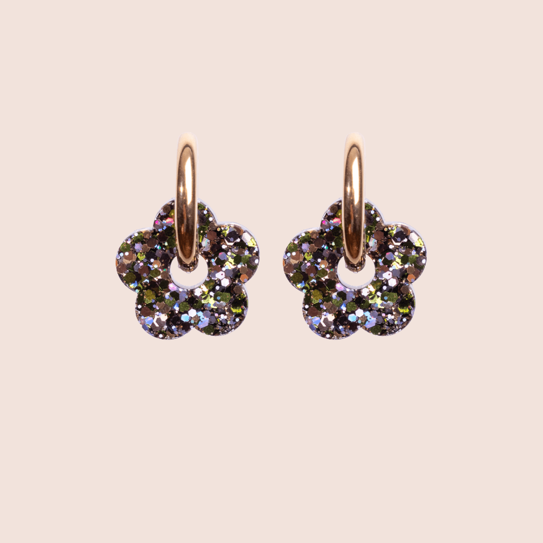 Créoles Fleur Mix Vert Parme-Les Nicolettes
