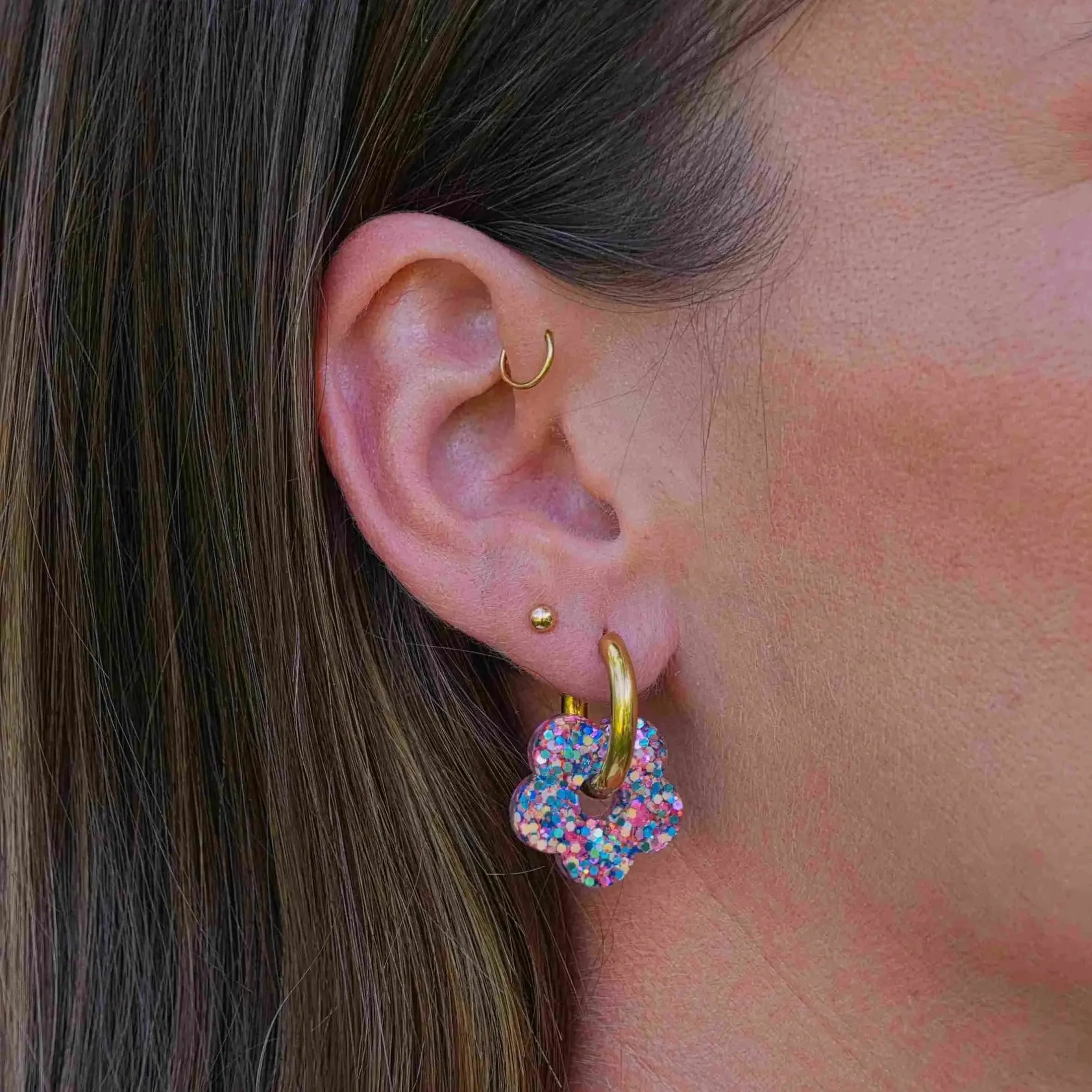 Créoles Fleur Orange Bleu Parme-Les Nicolettes