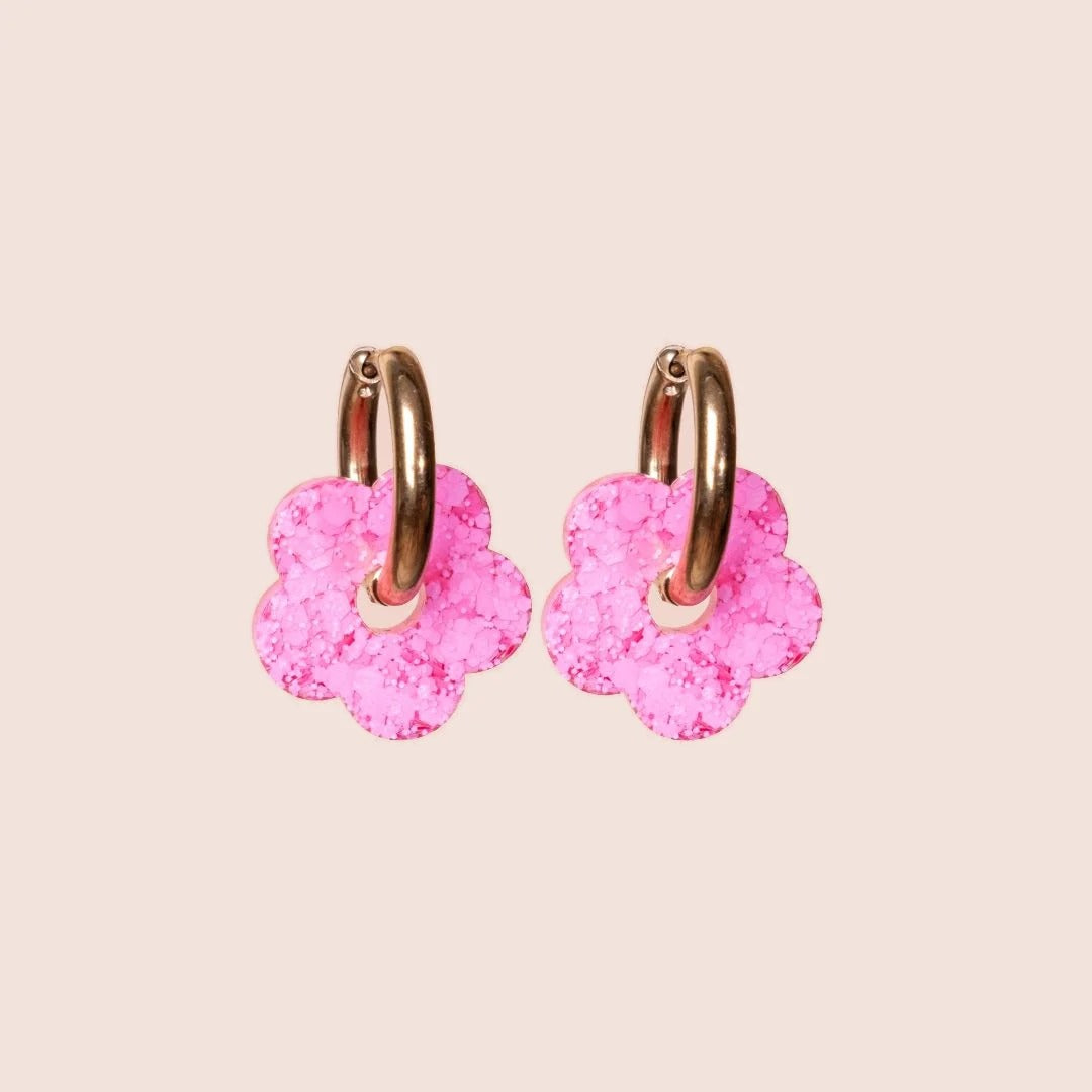 Créoles Fleur Sorbet Rose – Les Nicolettes