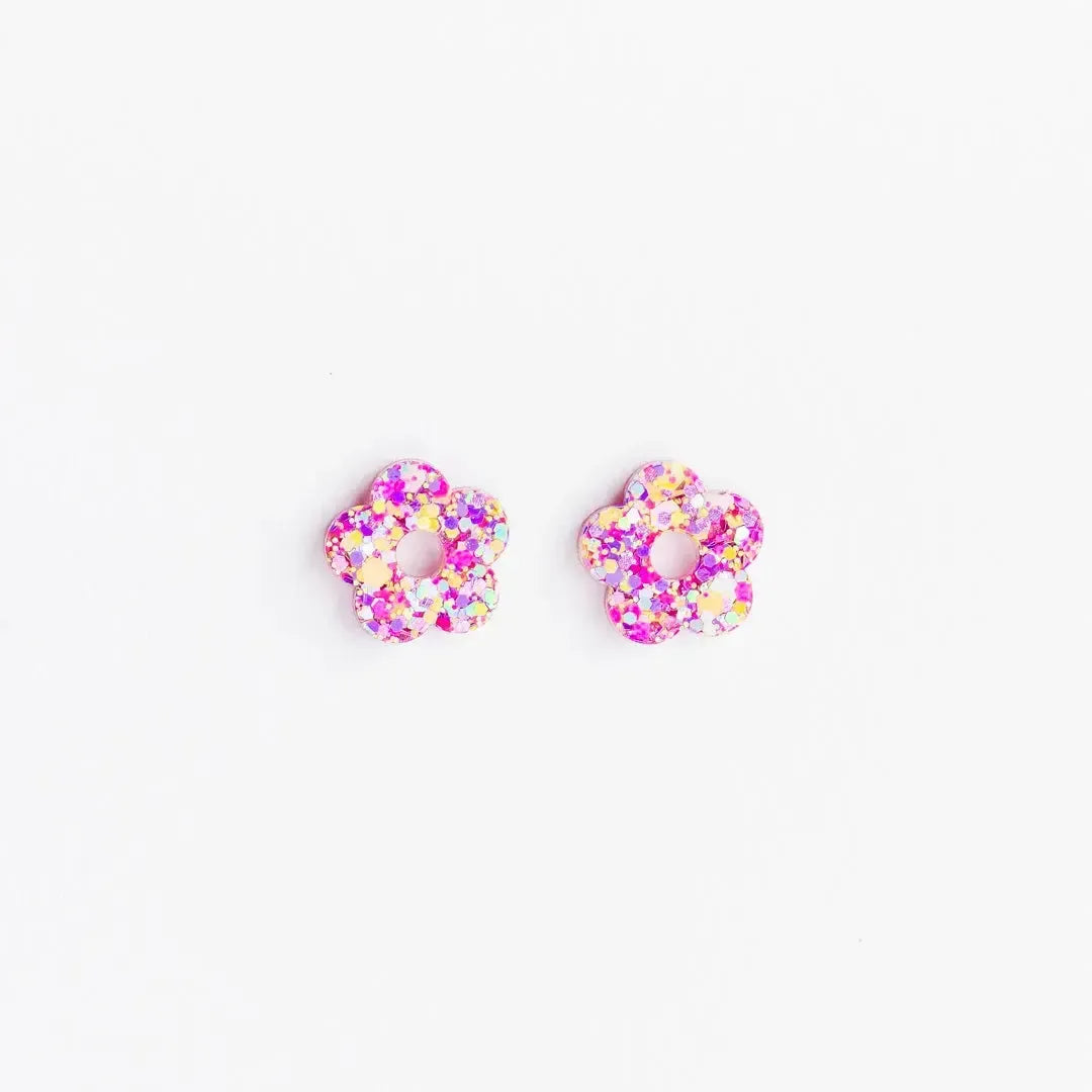 Créoles Mini Fleur Barbiecore-Les Nicolettes