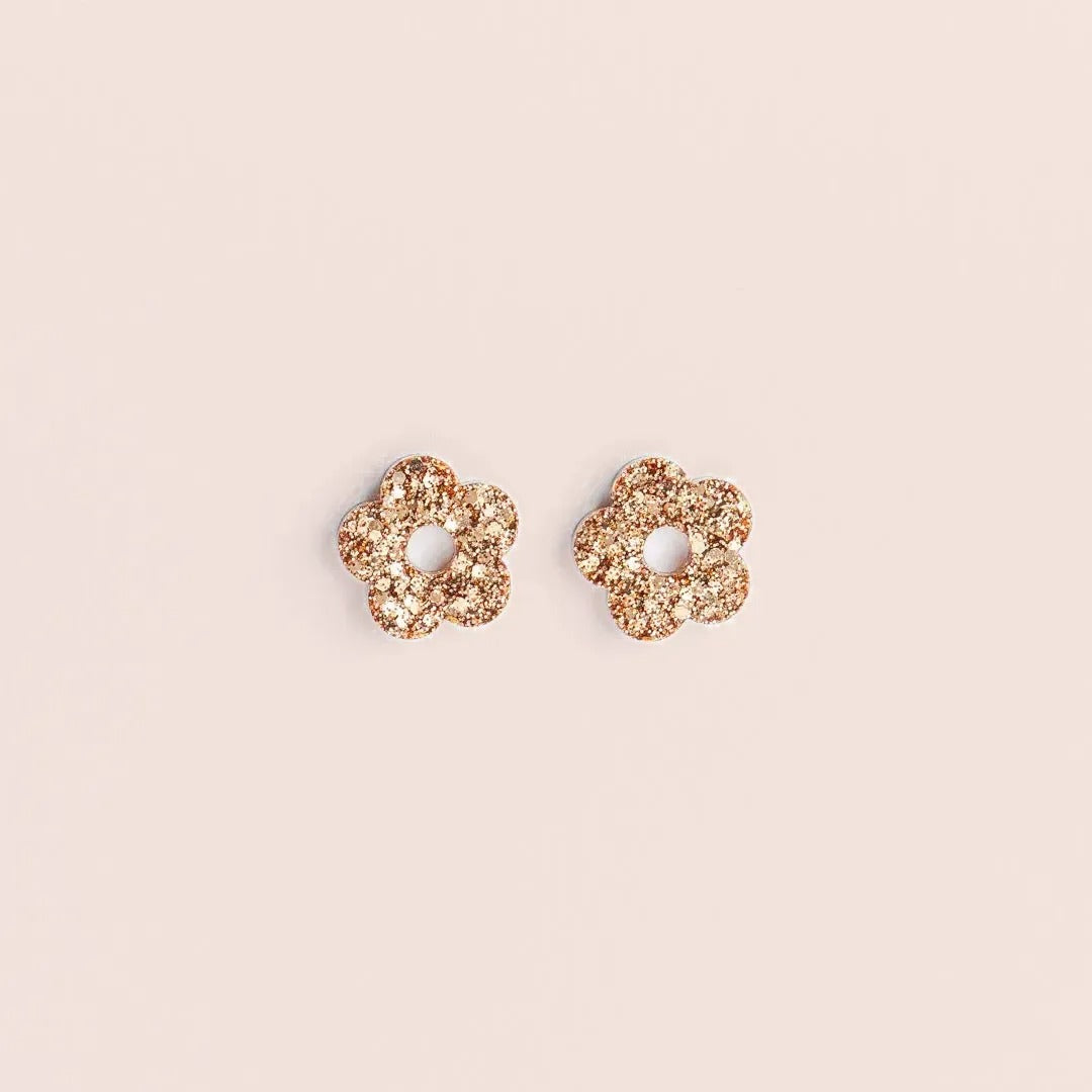 Créoles Mini Fleur Champagne – Les Nicolettes
