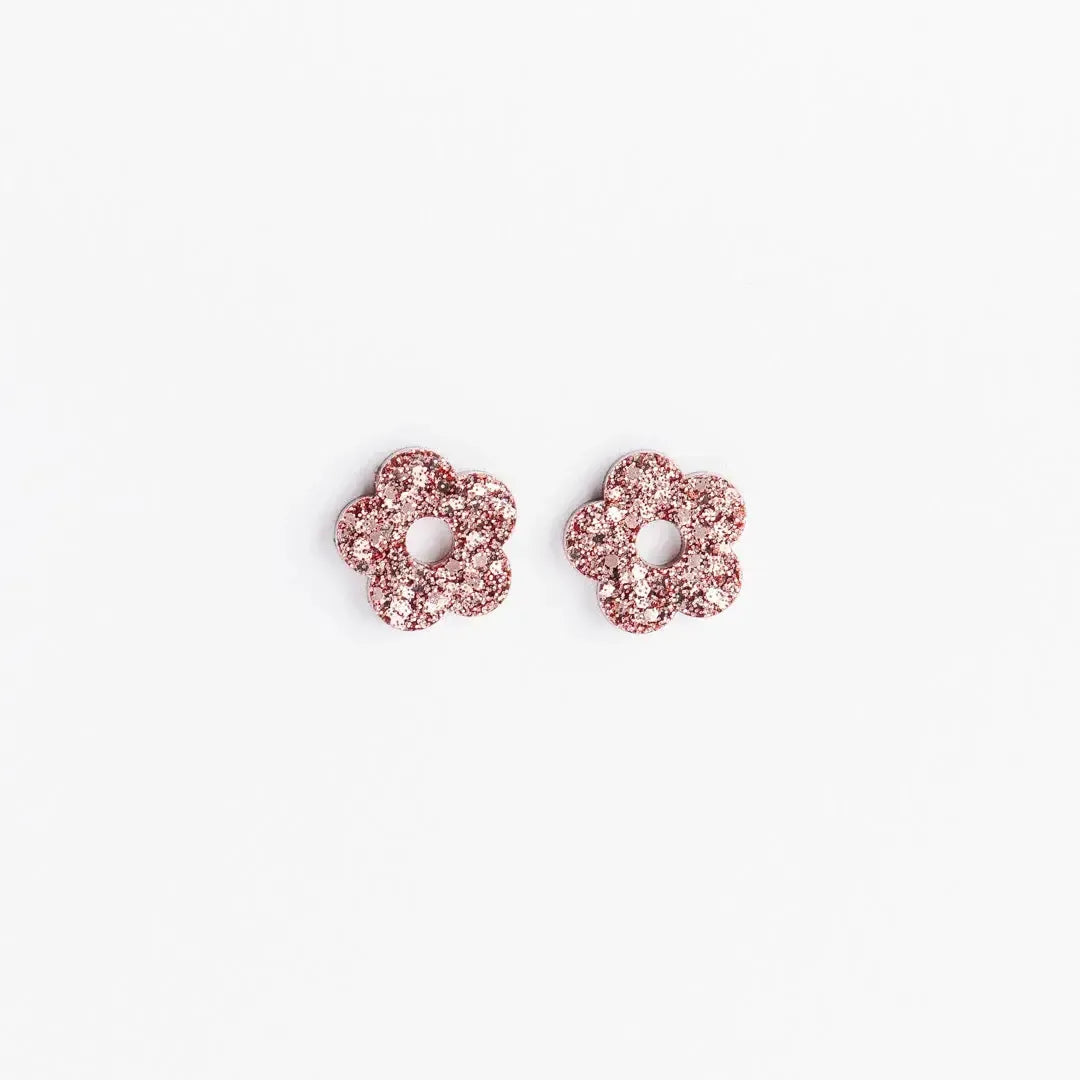 Créoles Mini Fleur Champagne Rosé-Les Nicolettes