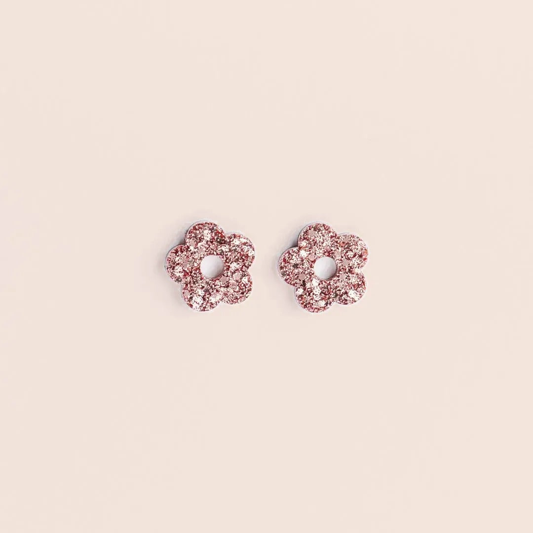 Créoles Mini Fleur Champagne Rosé – Les Nicolettes