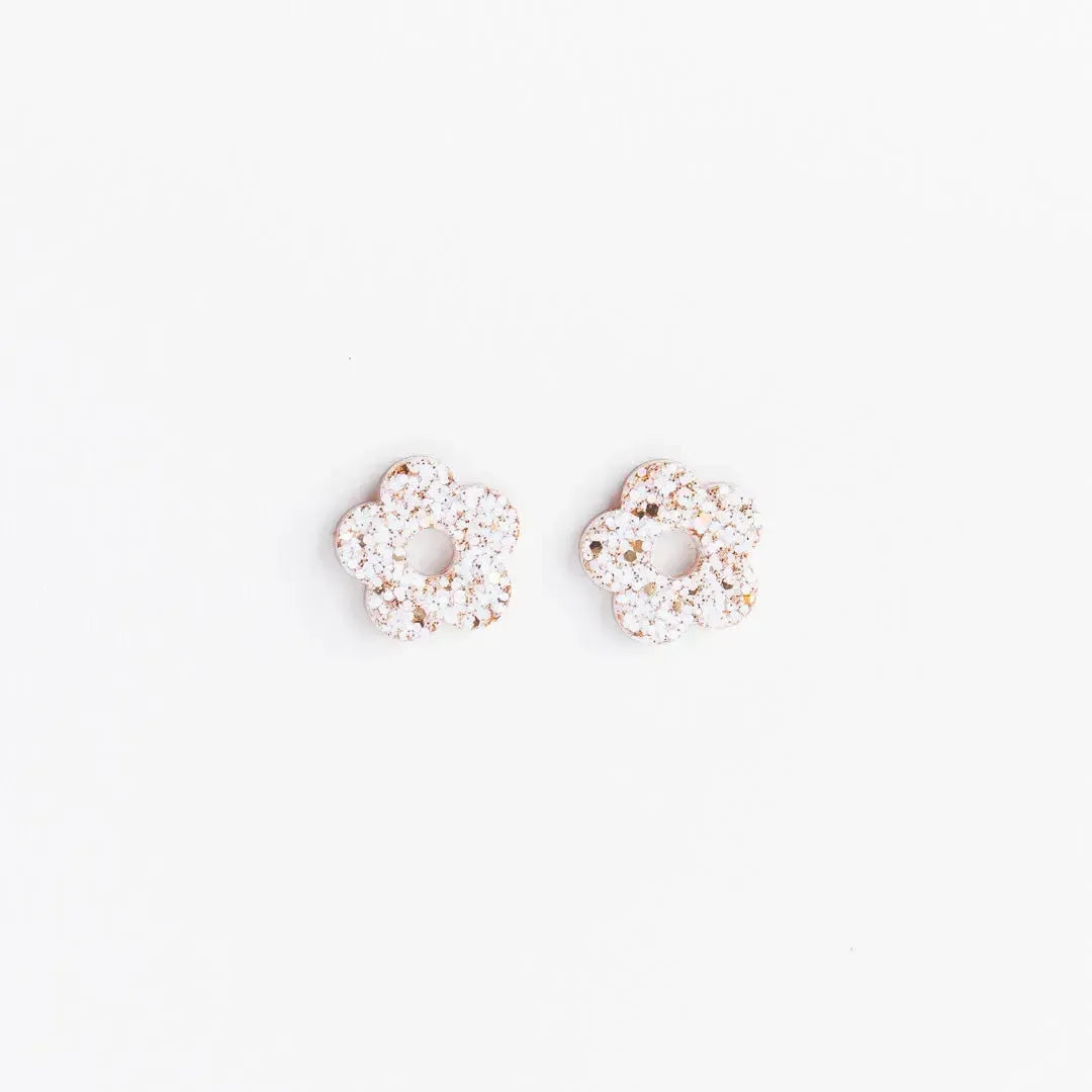 Créoles Mini Fleur Ivoire Champagne-Les Nicolettes
