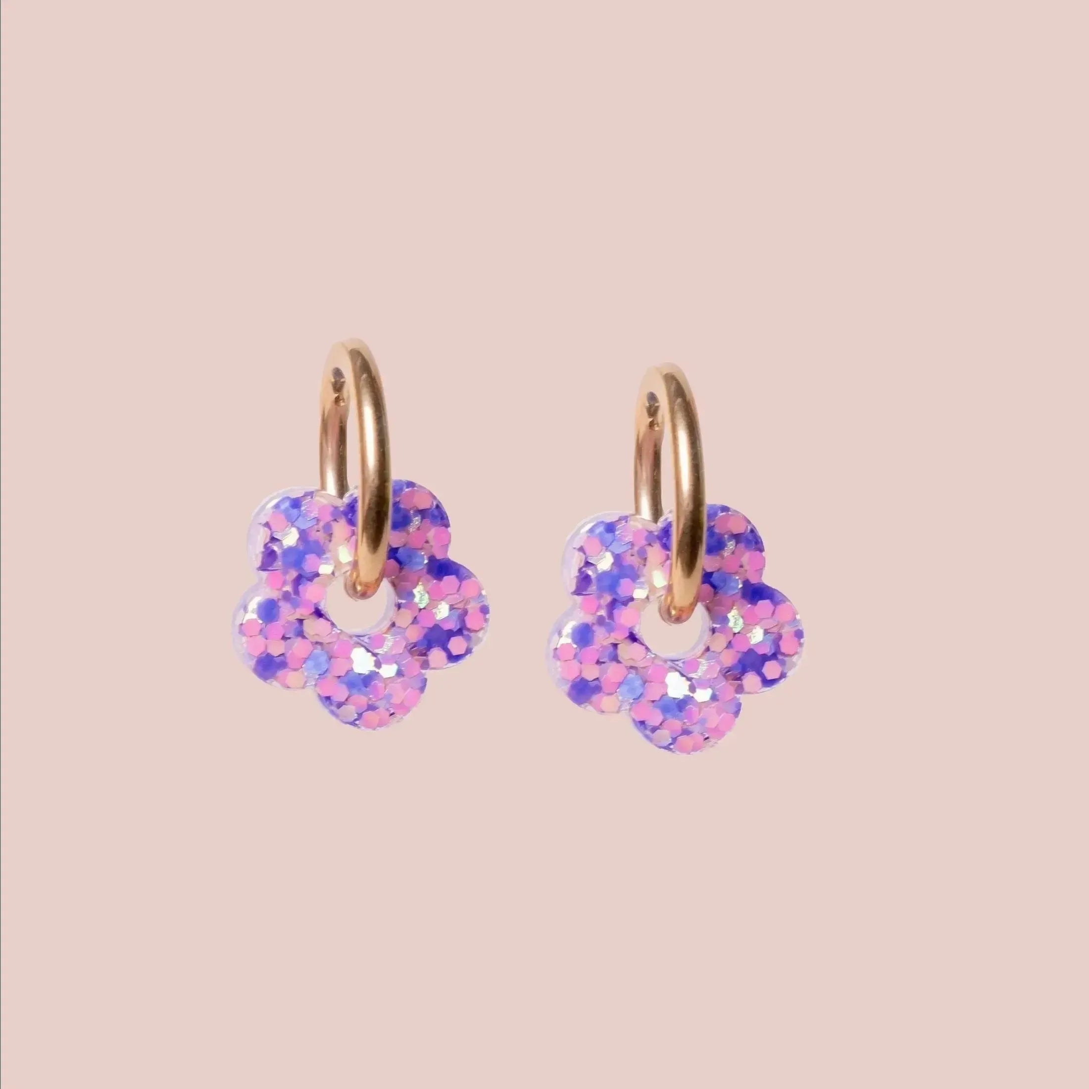 Créoles Mini Fleur Mauve Orange-Les Nicolettes