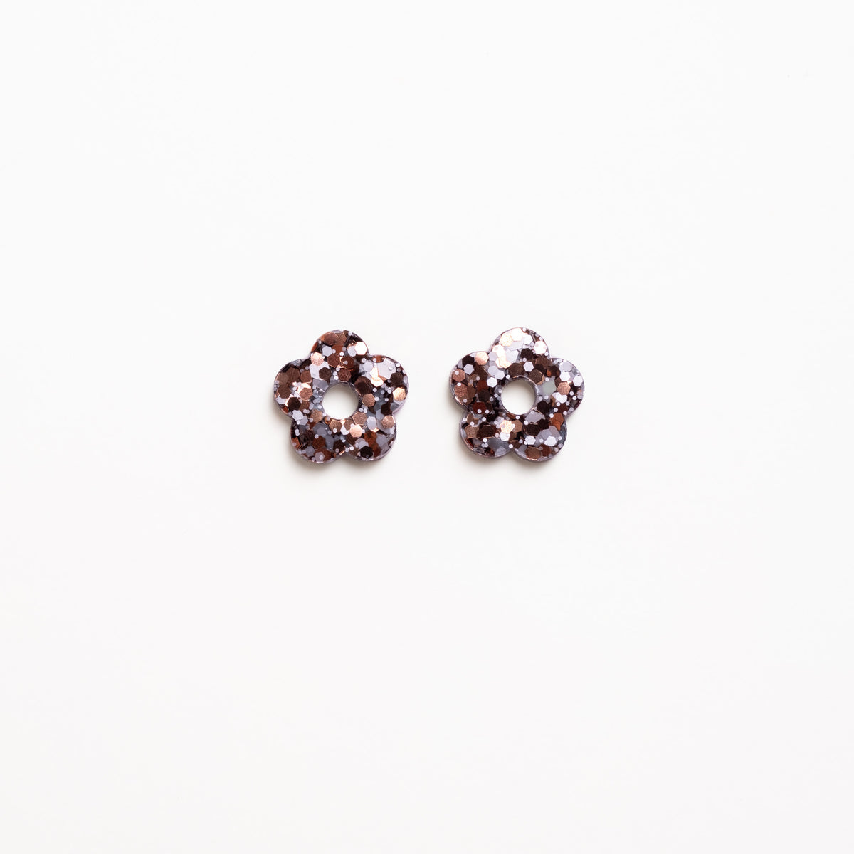 Créoles Mini Fleur Mix Bleu Marron-Les Nicolettes