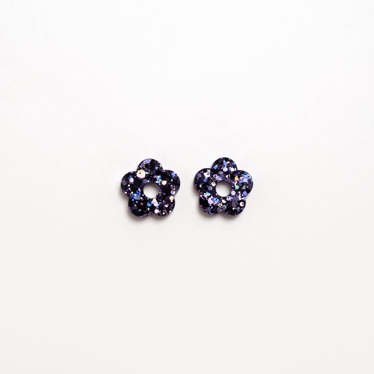 Créoles Mini Fleur Mix Noir-Les Nicolettes