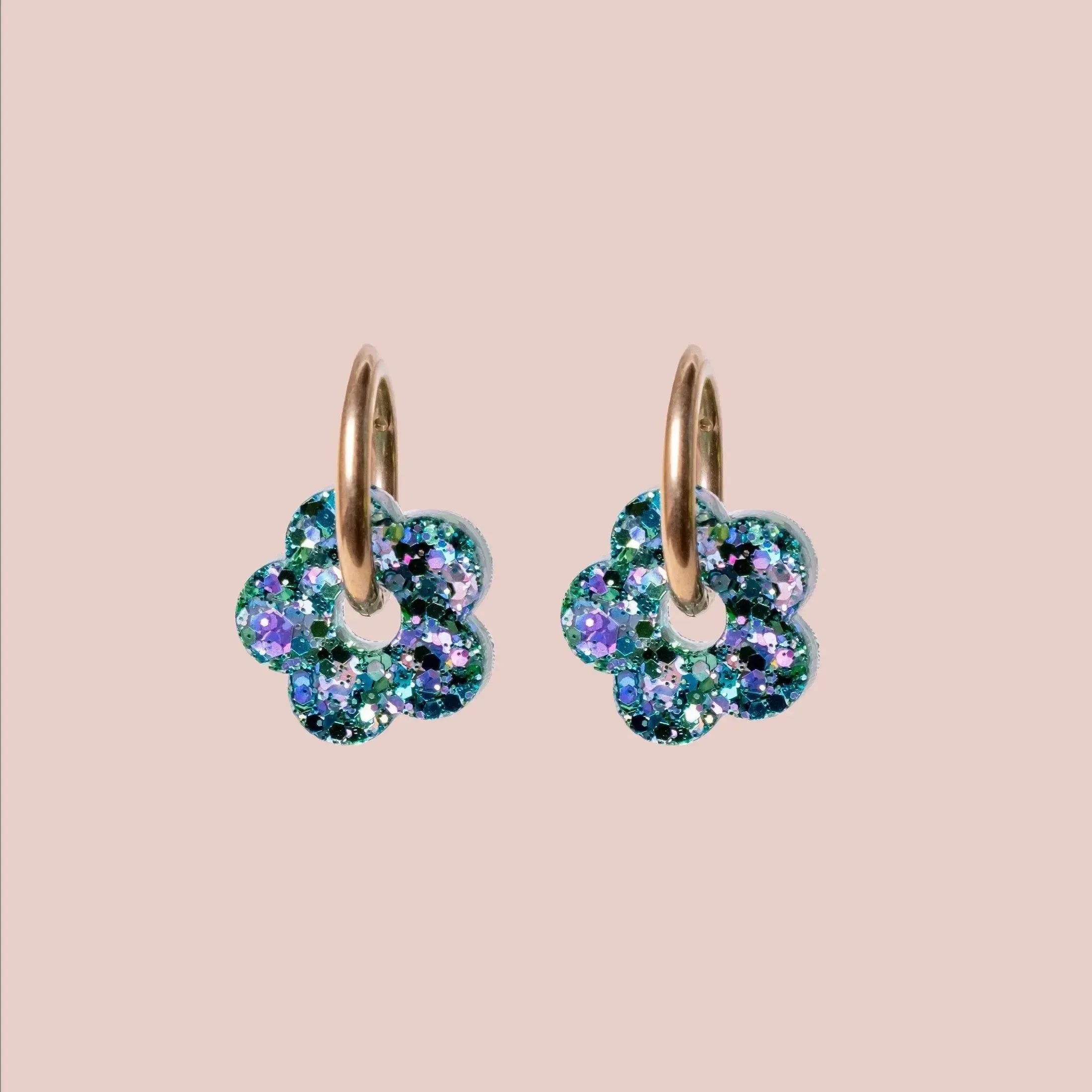 Créoles Mini Fleur Mix Vert 2.0-Les Nicolettes