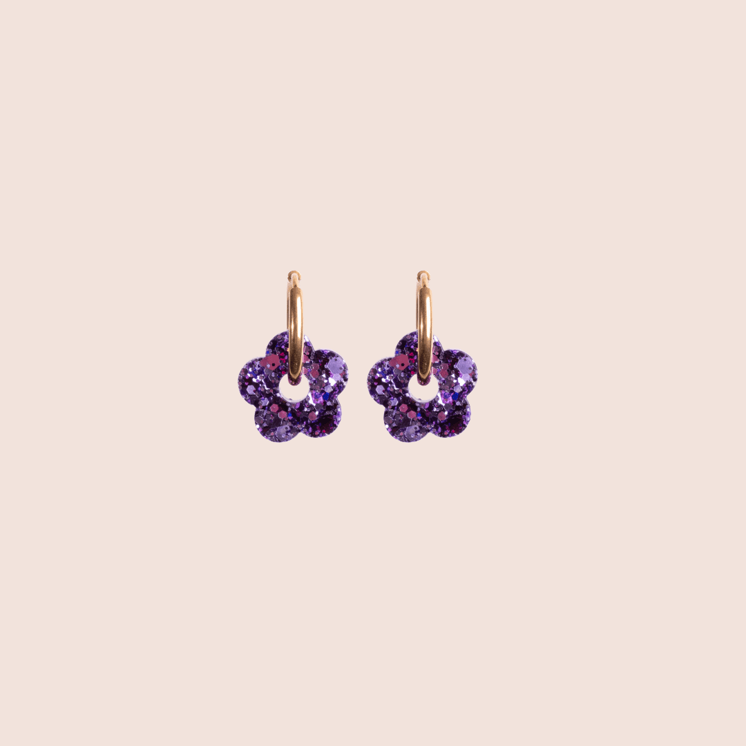 Créoles Mini Fleur Mix Violet-Les Nicolettes