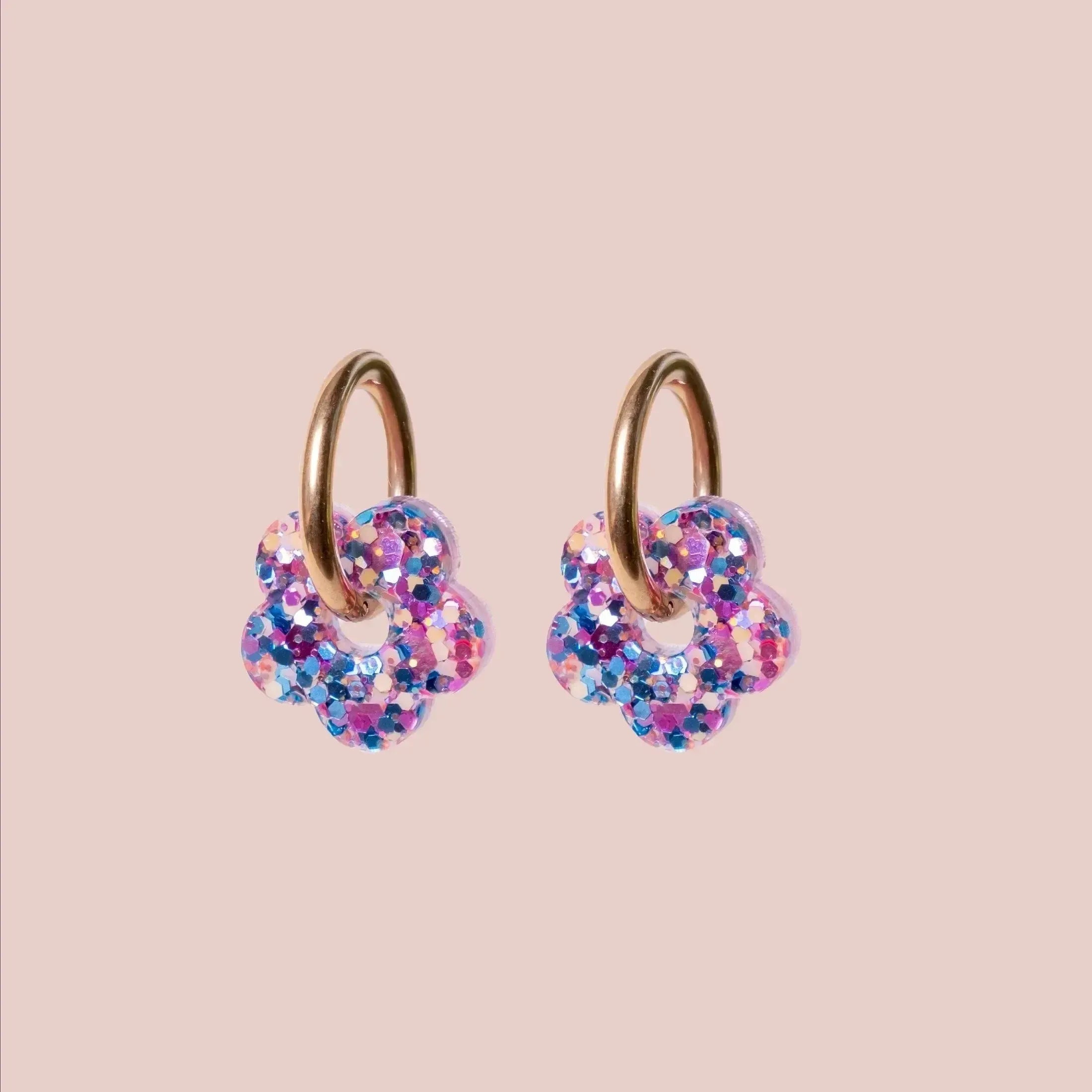 Créoles Mini Fleur Orange Bleu Parme-Les Nicolettes
