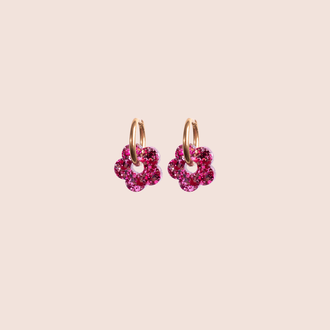 Créoles Mini Fleur Pink Lady-Les Nicolettes