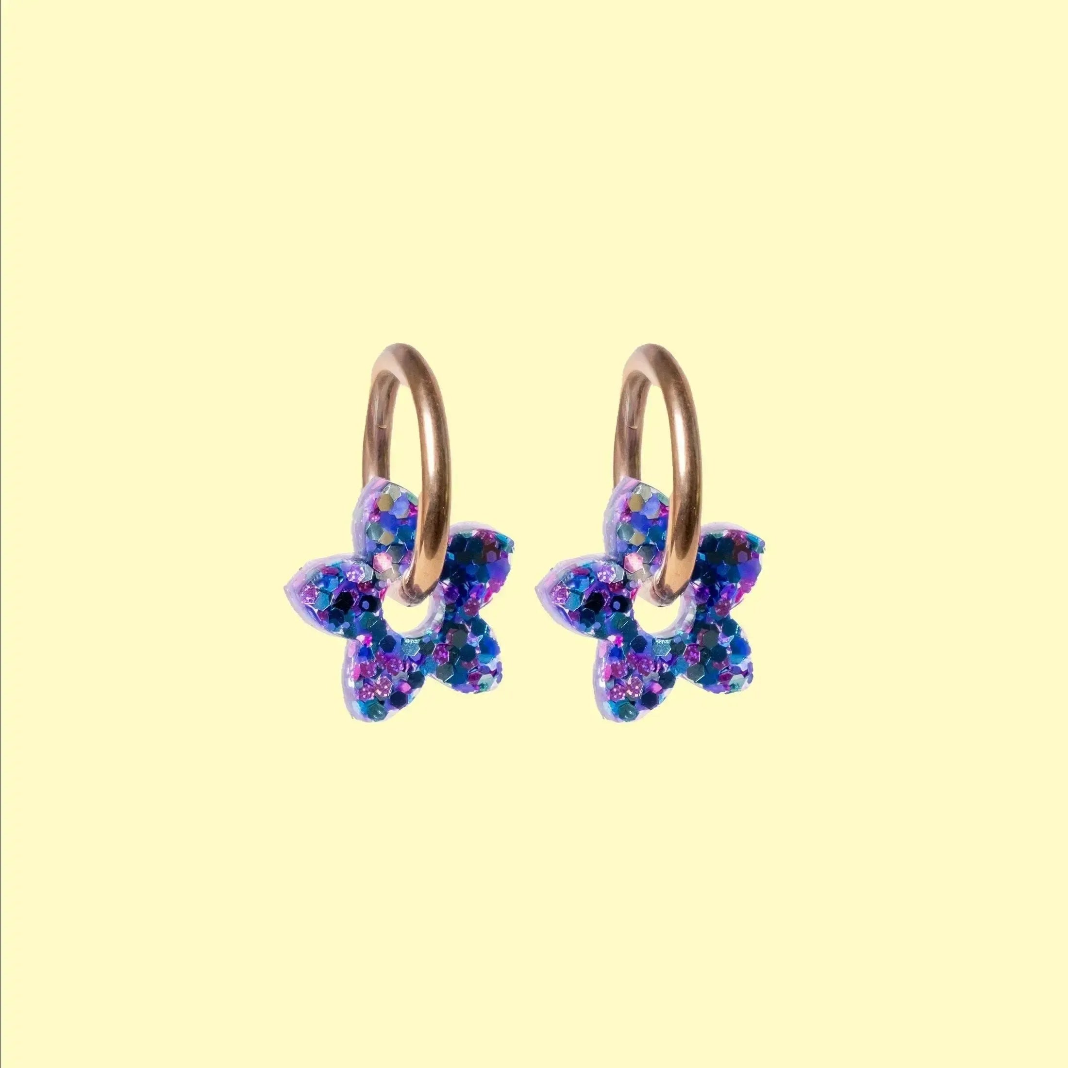 Créoles Mini Tiaré Mix Violet Bleu-Les Nicolettes