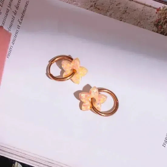 Créoles Mini Tiaré Orange Jaune-Les Nicolettes