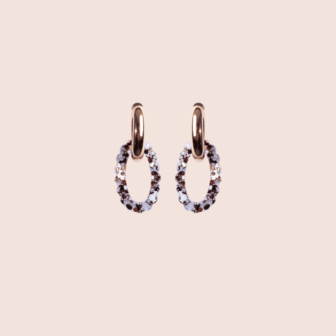 Créoles Ovale Mix Bleu Marron-Les Nicolettes