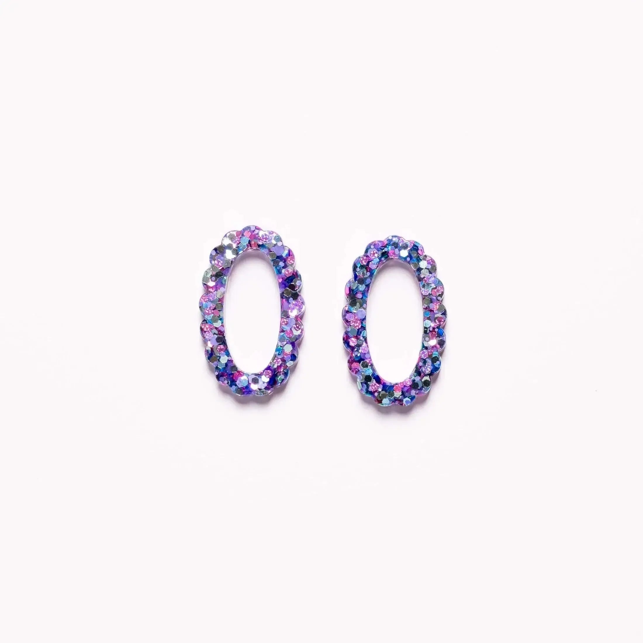 Créoles Ovale Mix Violet Bleu-Les Nicolettes