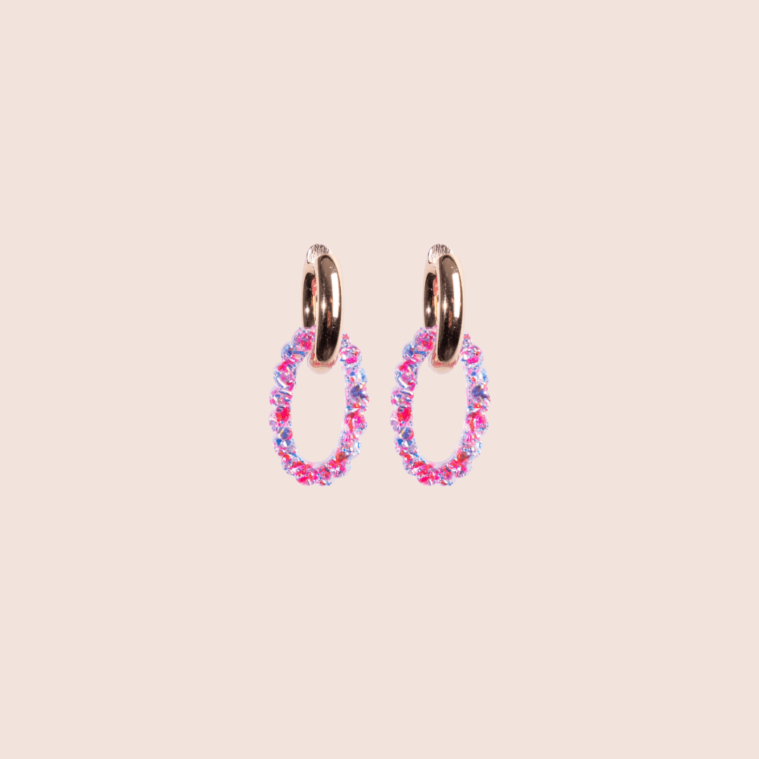 Créoles Ovale Pink Blue-Les Nicolettes
